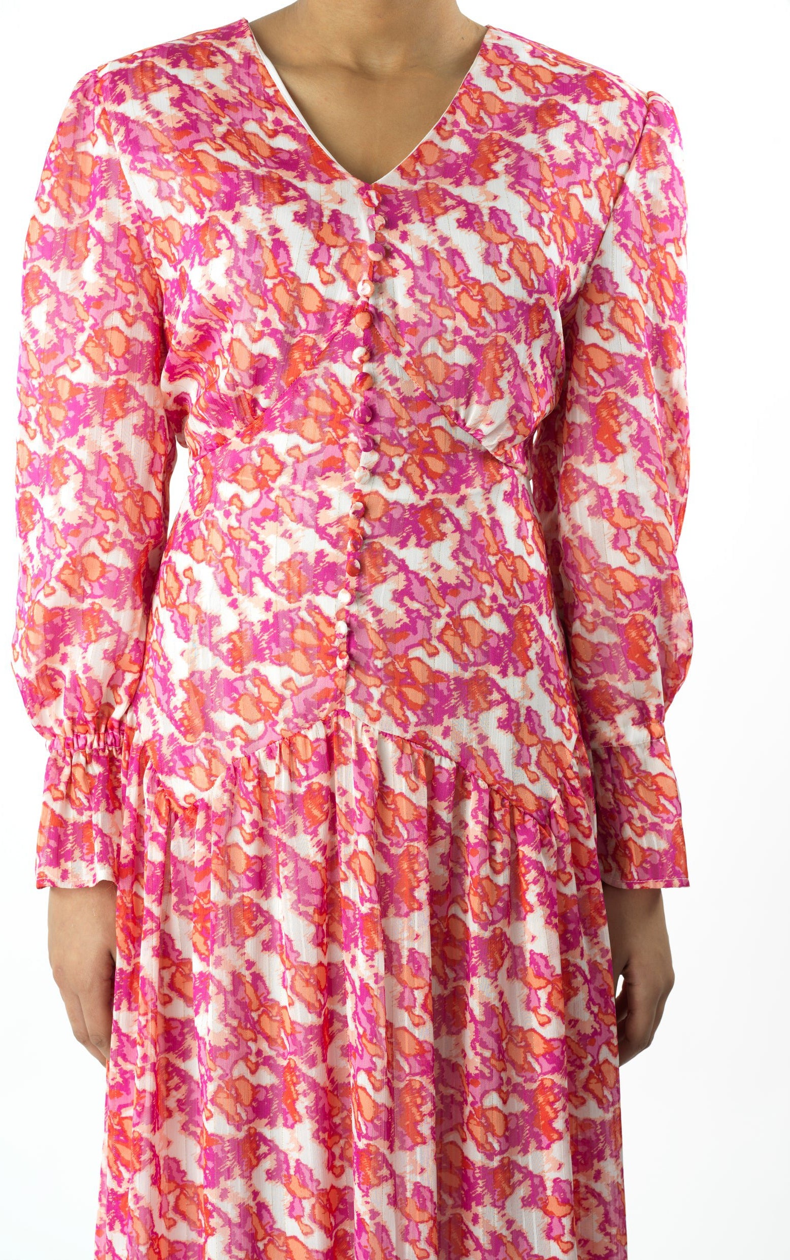 Pretty in Pink print maxi dress Kabayare