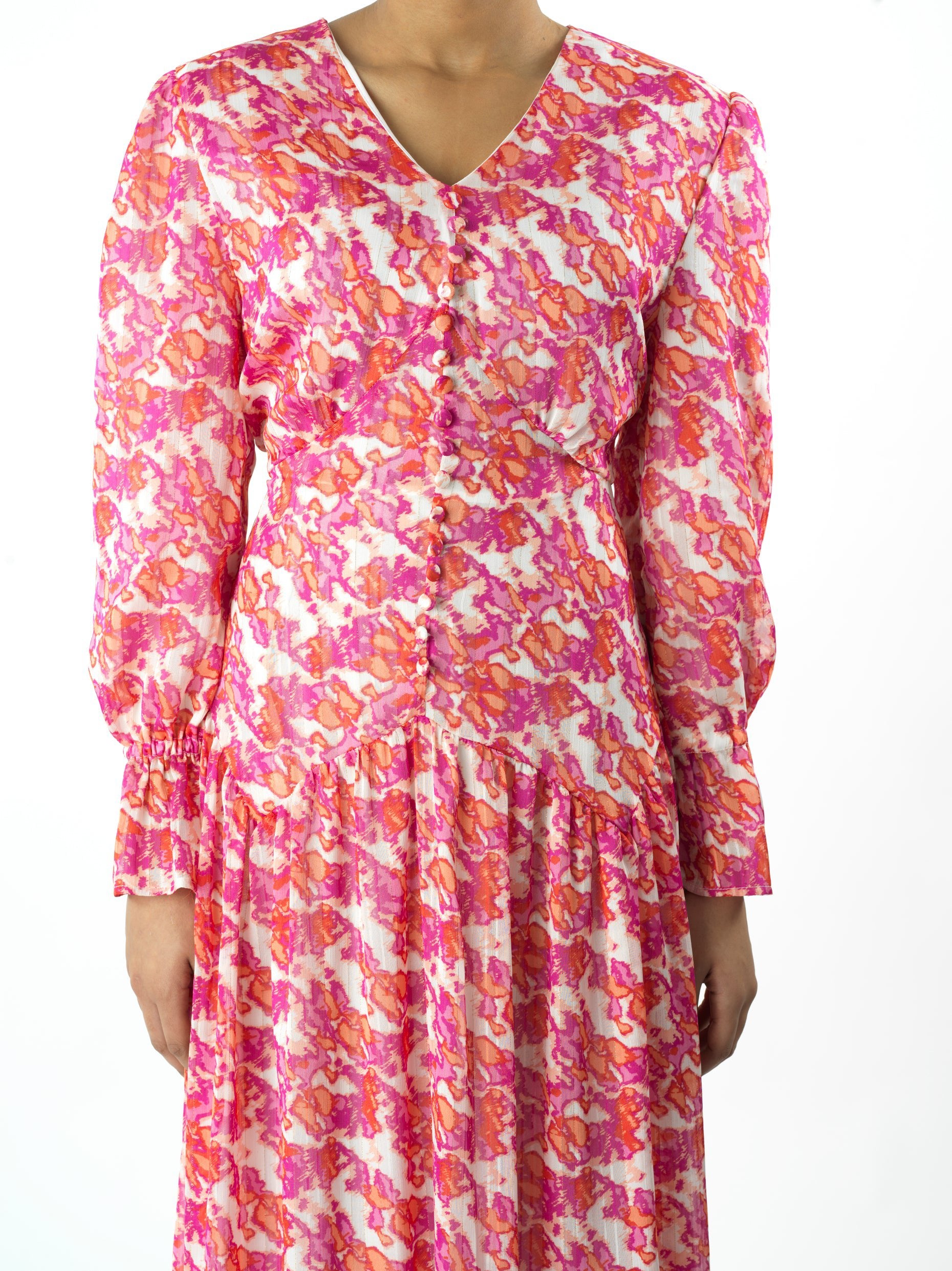 Pretty in Pink print maxi dress Kabayare