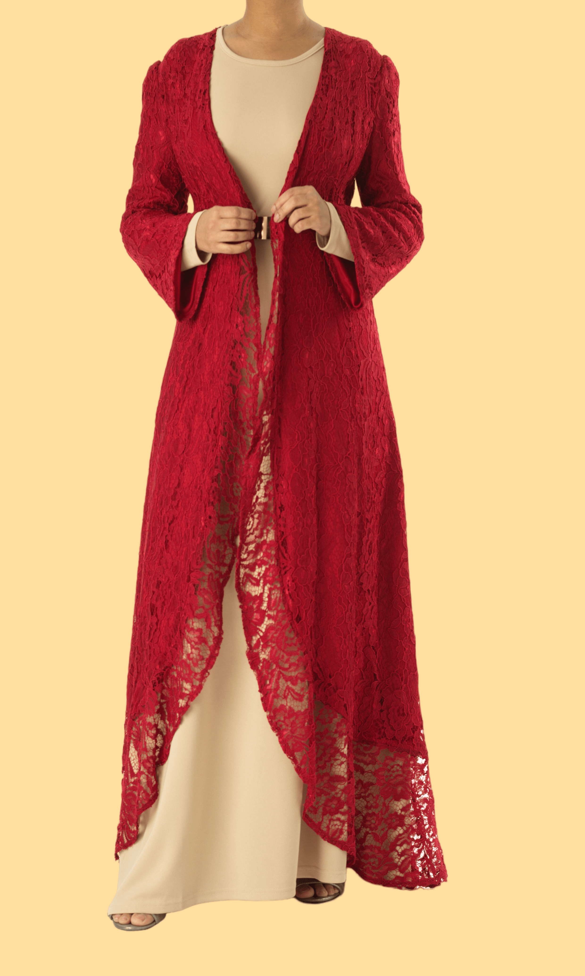 pretty lace wrapped maxi cardigan Kabayare