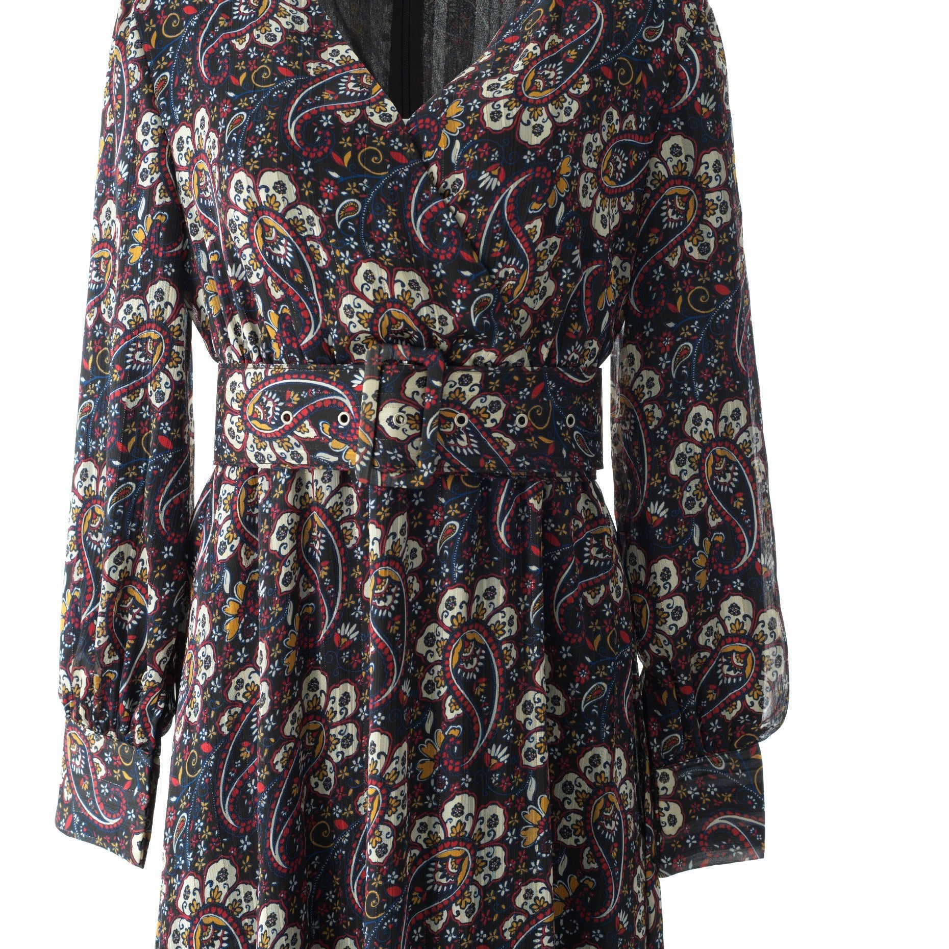 Pretty Paisley print v-neck chiffon maxi dress Kabayare