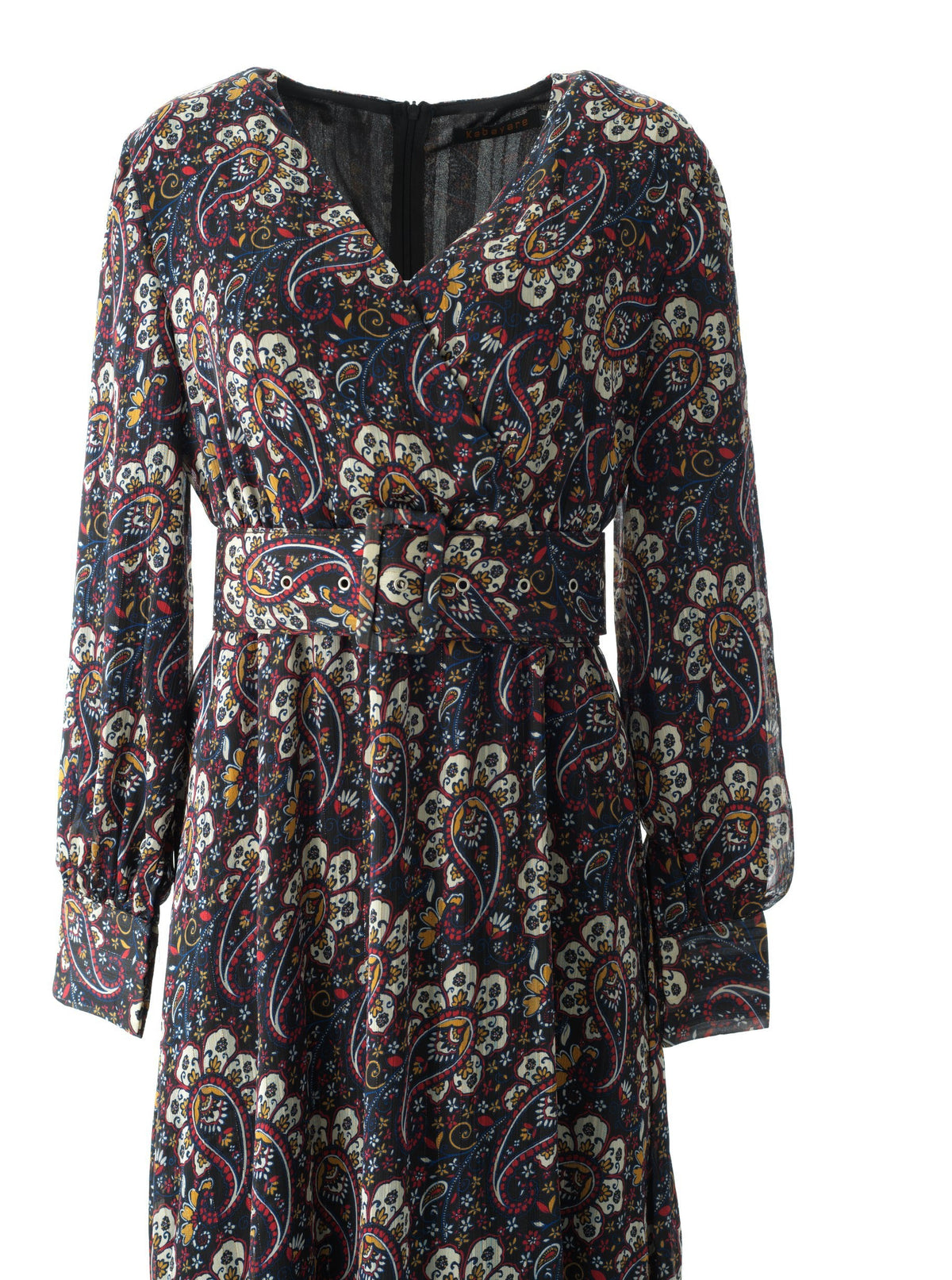 Pretty Paisley print v-neck chiffon maxi dress Kabayare