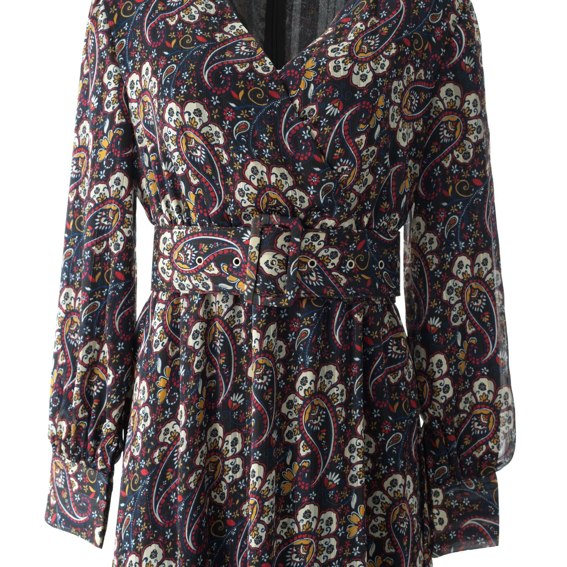 Pretty Paisley print v-neck chiffon maxi dress Kabayare