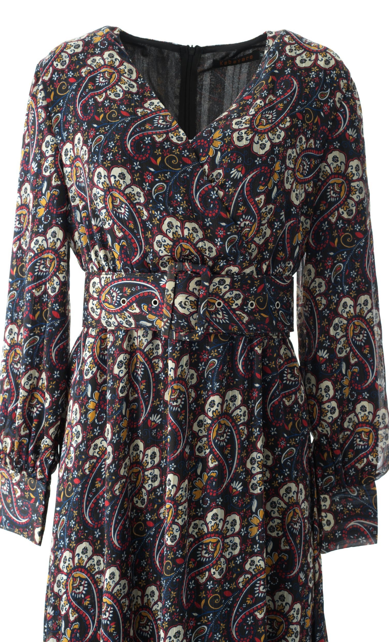 Pretty Paisley print v-neck chiffon maxi dress Kabayare