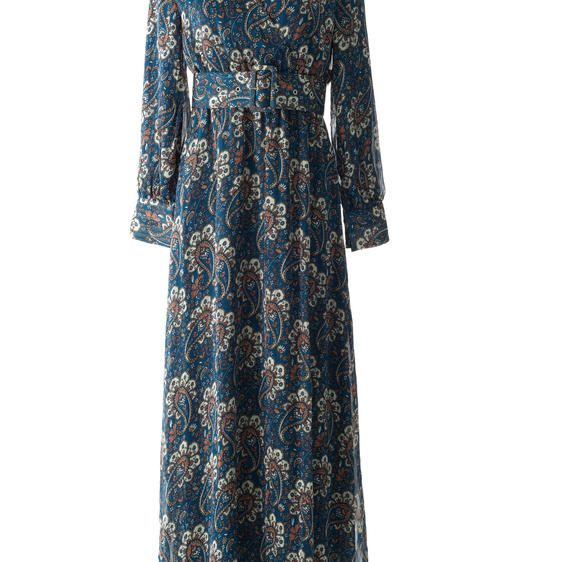 Pretty Paisley print v-neck chiffon maxi dress Kabayare