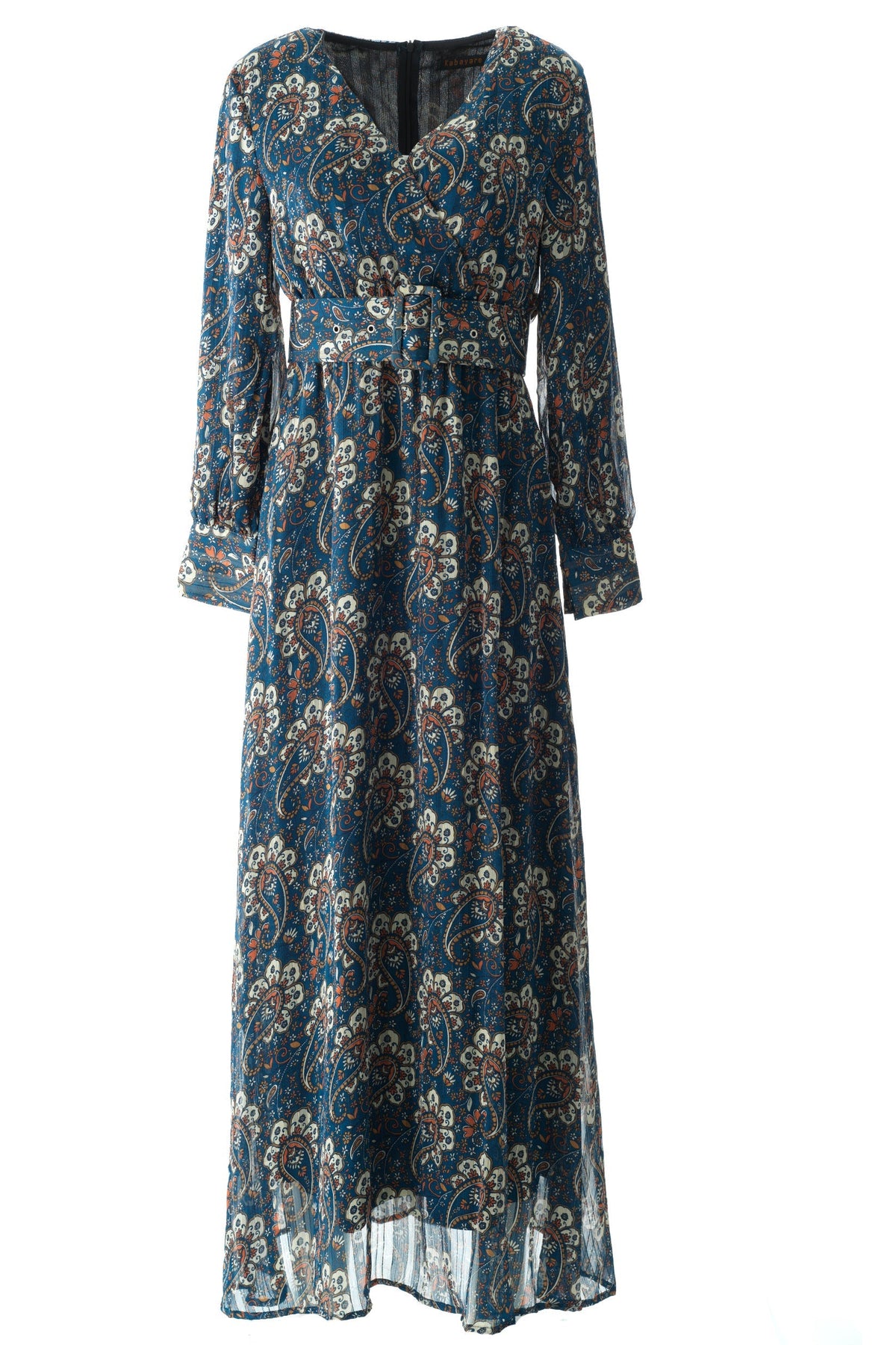 Pretty Paisley print v-neck chiffon maxi dress Kabayare