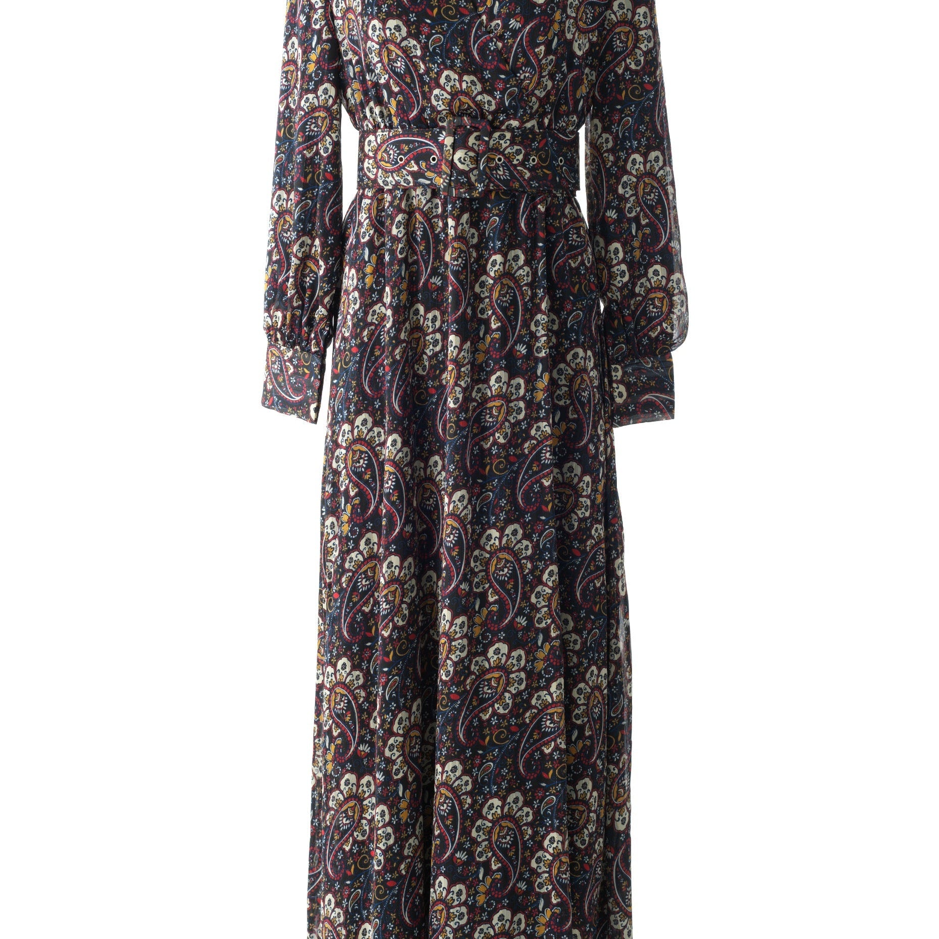 Pretty Paisley print v-neck chiffon maxi dress Kabayare
