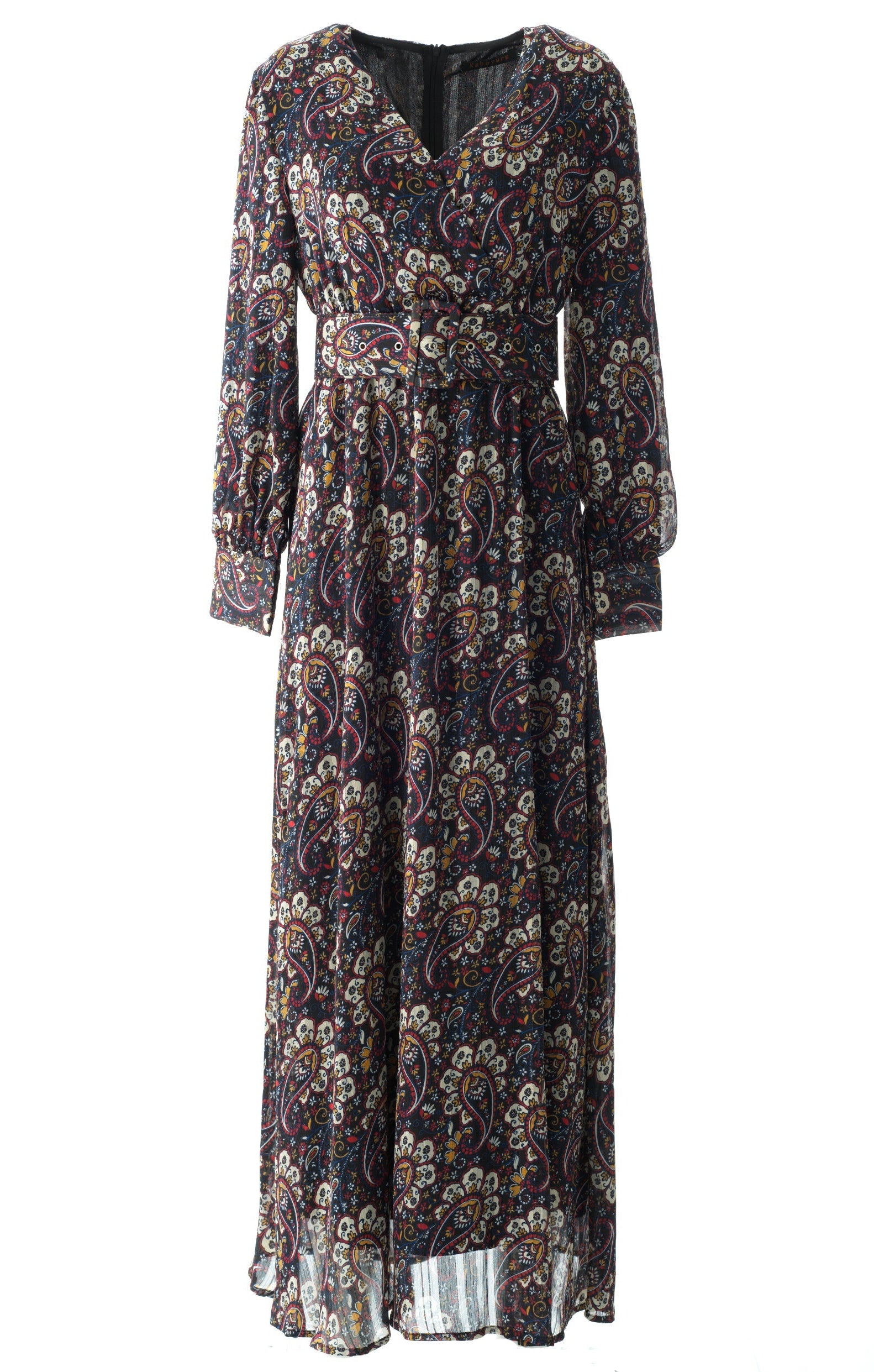 Pretty Paisley print v-neck chiffon maxi dress Kabayare