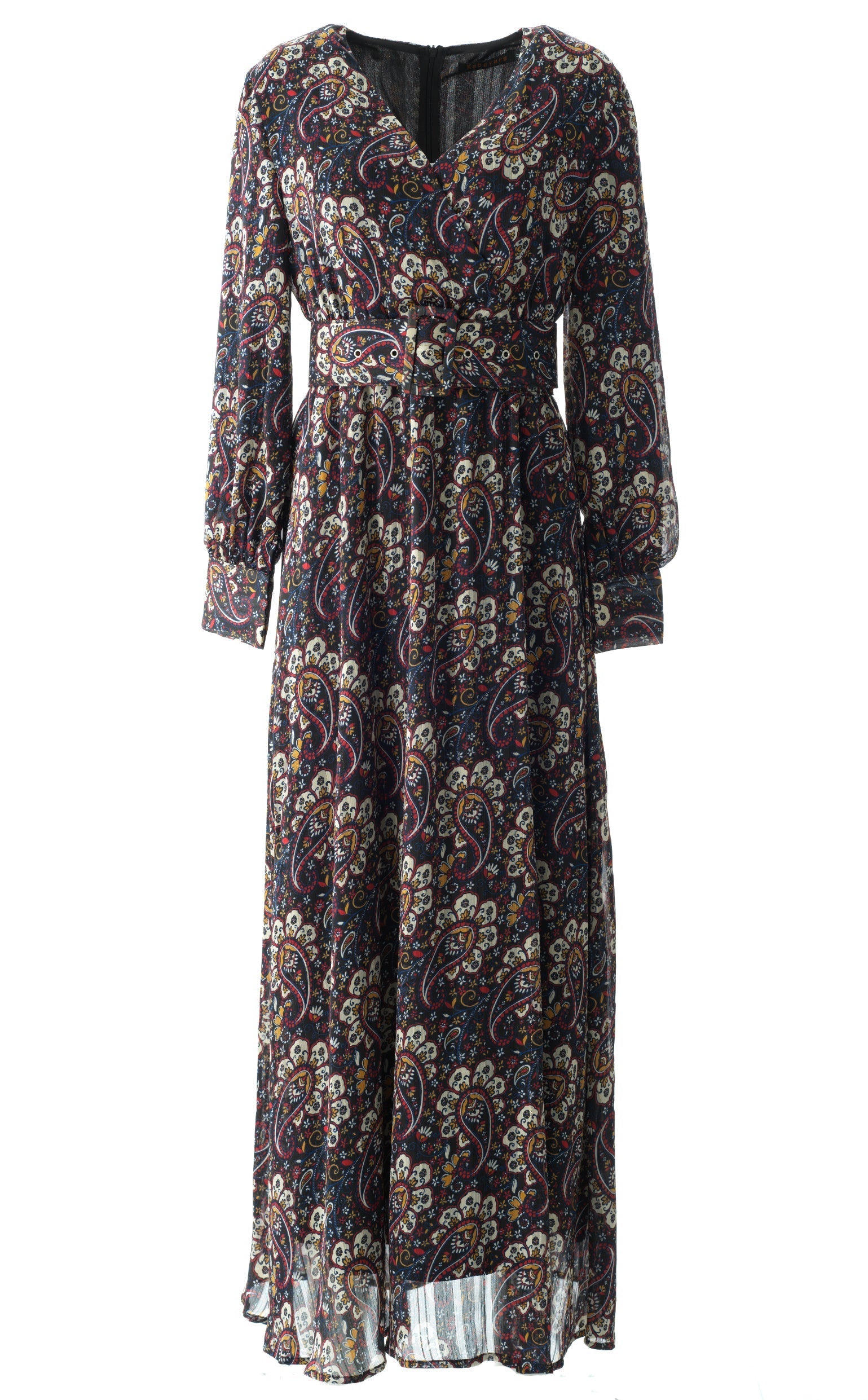 Pretty Paisley print v-neck chiffon maxi dress Kabayare