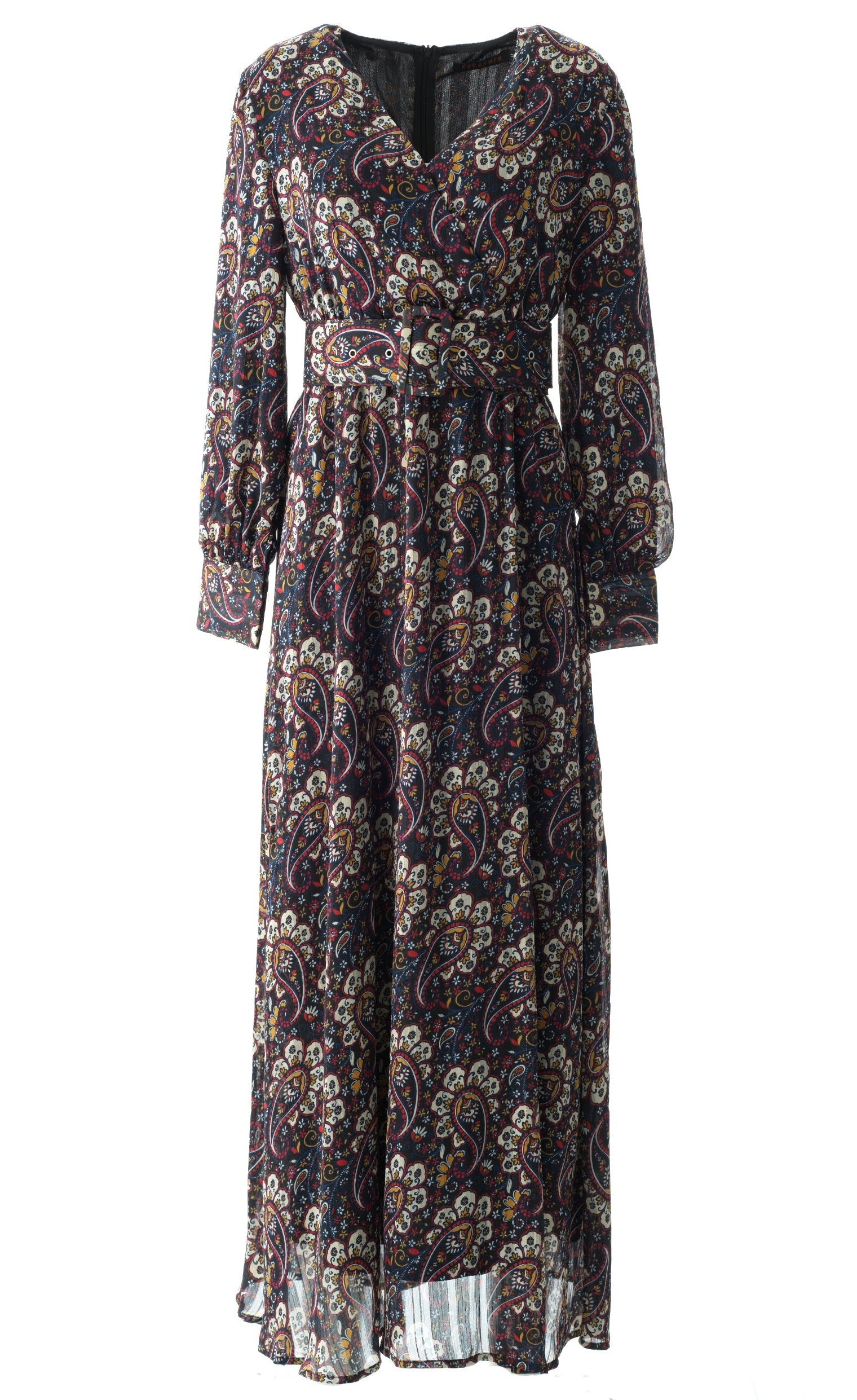 Pretty Paisley print v-neck chiffon maxi dress Kabayare