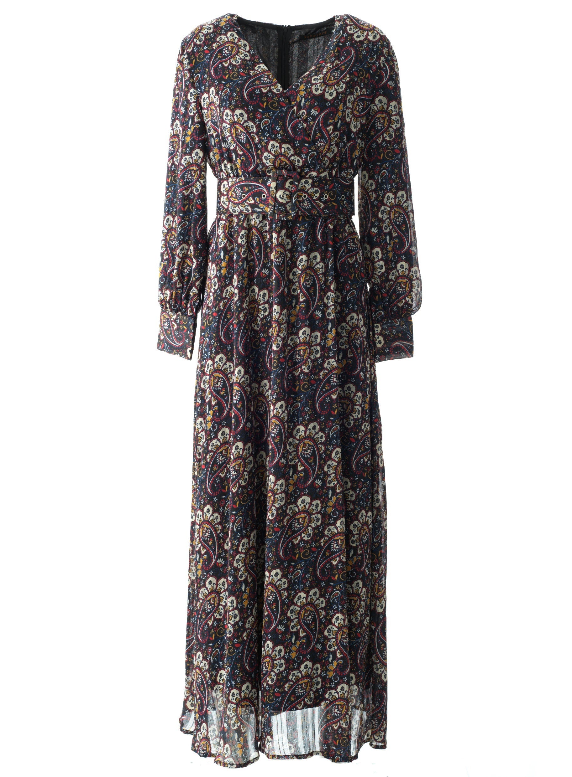 Pretty Paisley print v-neck chiffon maxi dress Kabayare