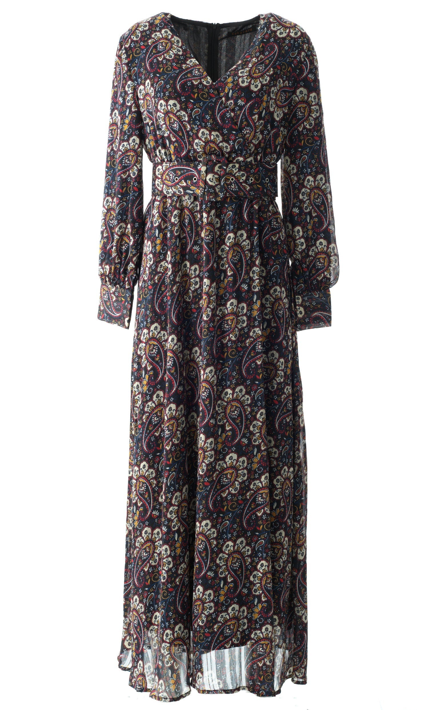 Pretty Paisley print v-neck chiffon maxi dress Kabayare