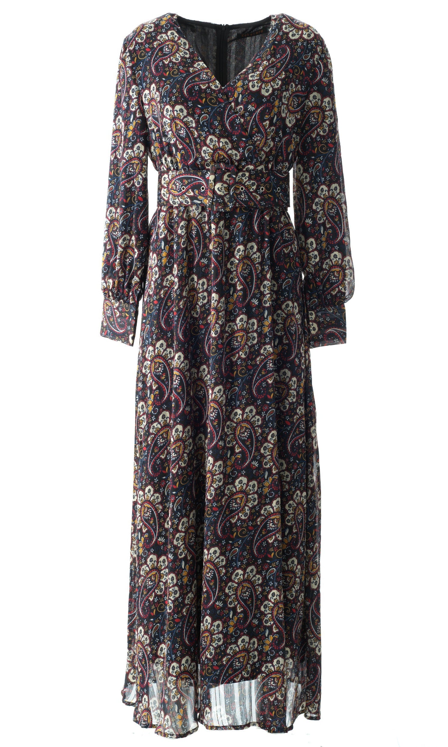 Pretty Paisley print v-neck chiffon maxi dress Kabayare