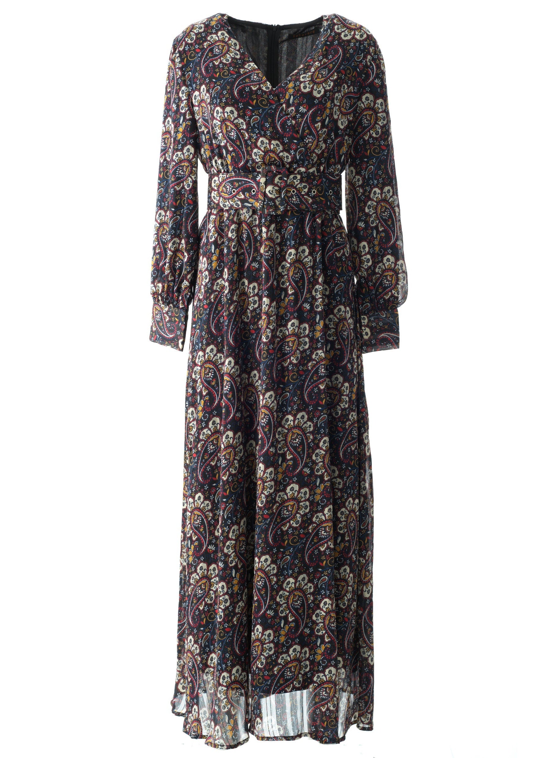 Pretty Paisley print v-neck chiffon maxi dress Kabayare