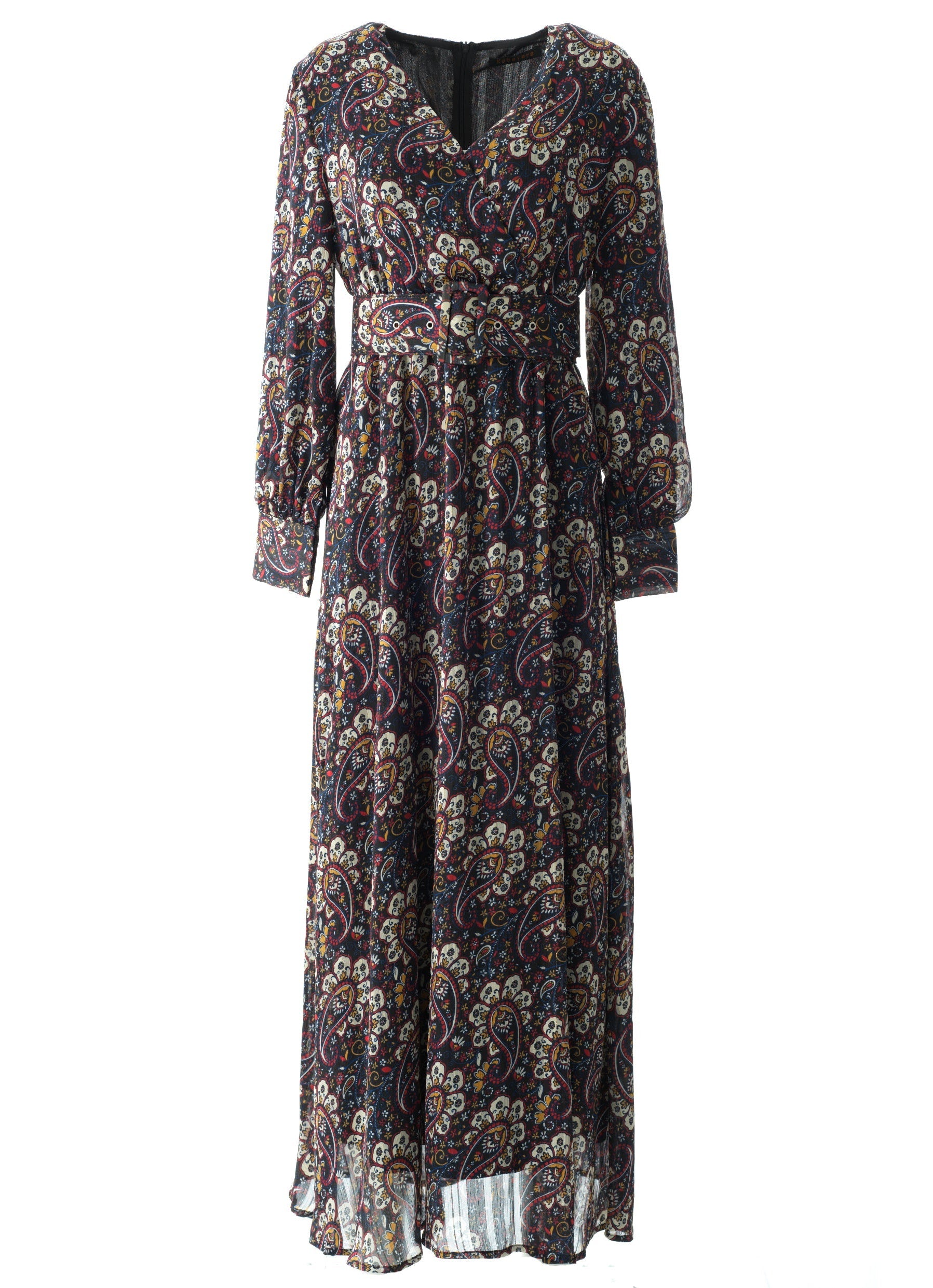 Pretty Paisley print v-neck chiffon maxi dress Kabayare