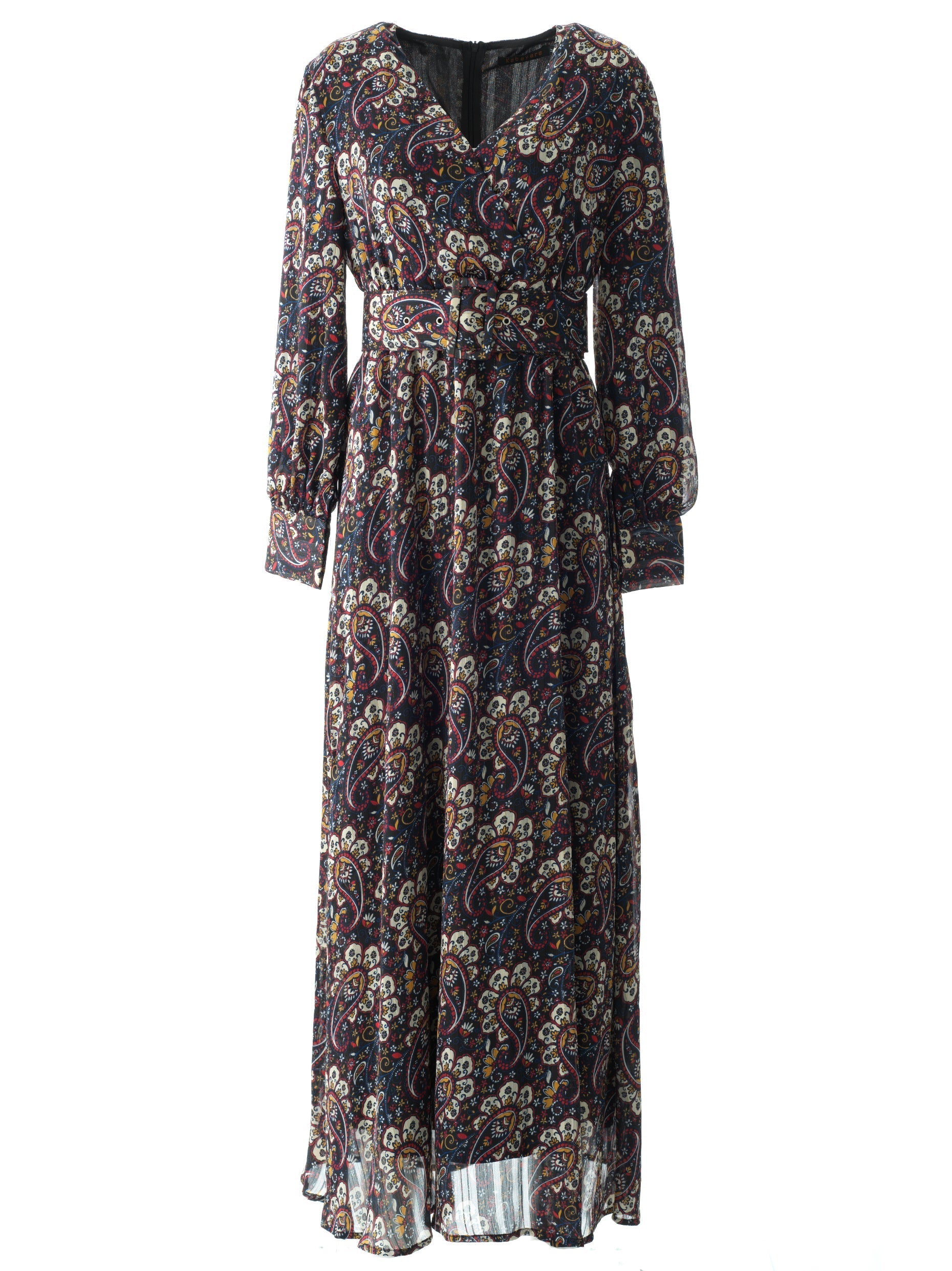 Pretty Paisley print v-neck chiffon maxi dress Kabayare