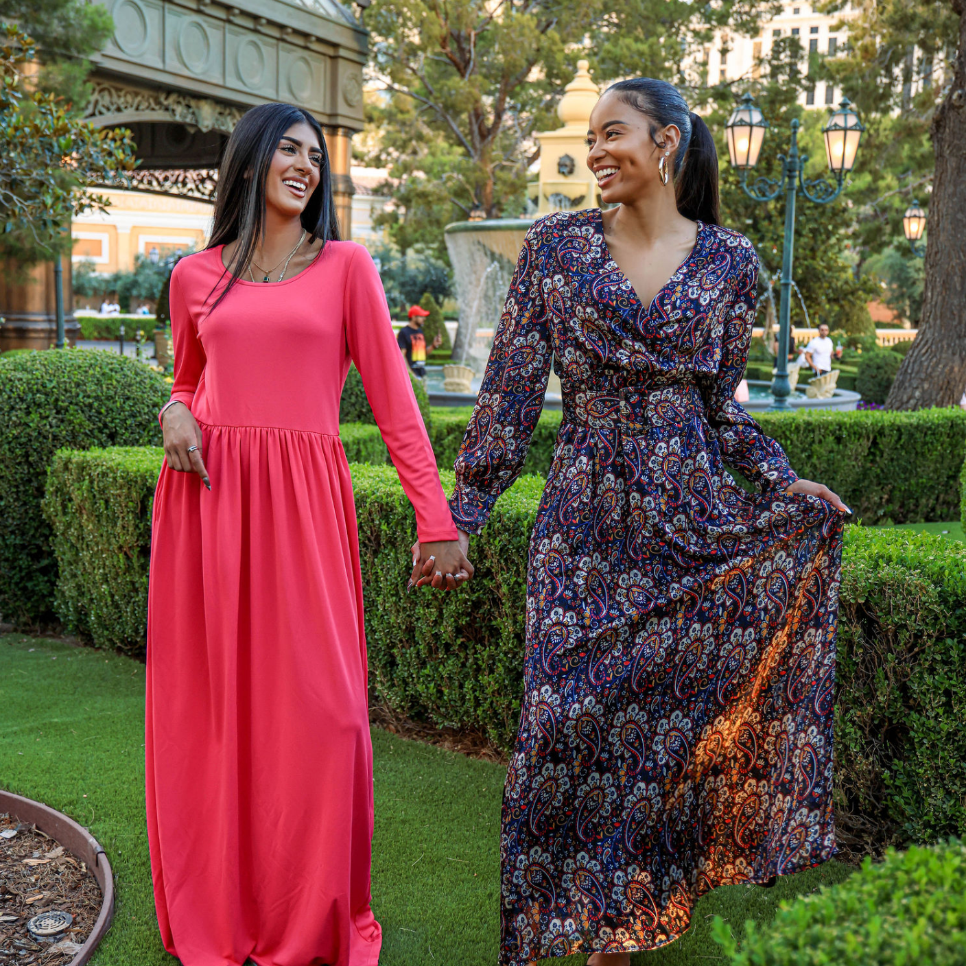 Pretty Paisley print v-neck chiffon shimmer maxi dress Kabayare