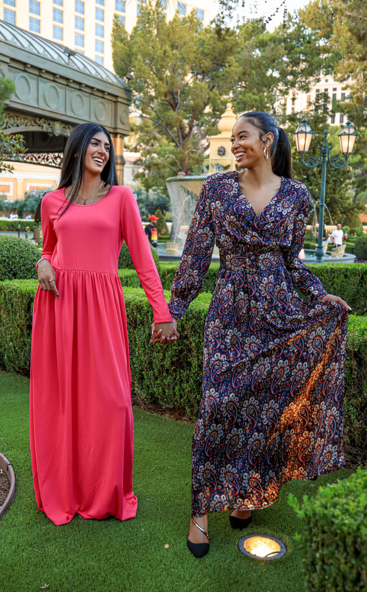 Pretty Paisley print v-neck chiffon shimmer maxi dress Kabayare