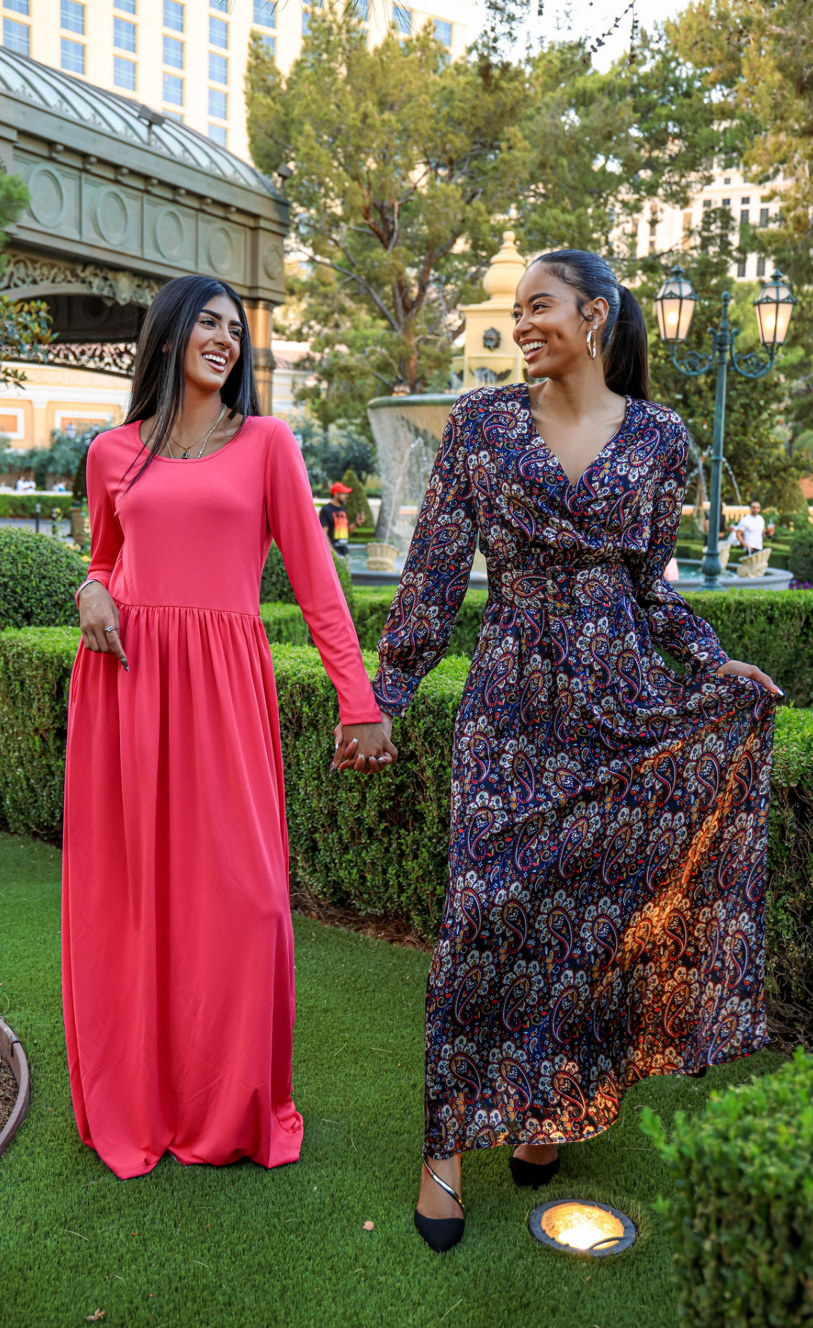 Pretty Paisley print v-neck chiffon shimmer maxi dress Kabayare