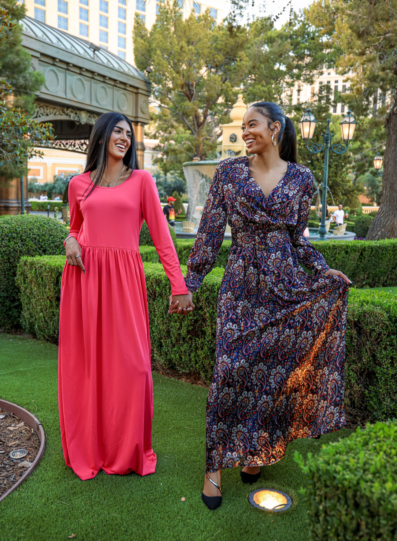 Pretty Paisley print v-neck chiffon shimmer maxi dress Kabayare