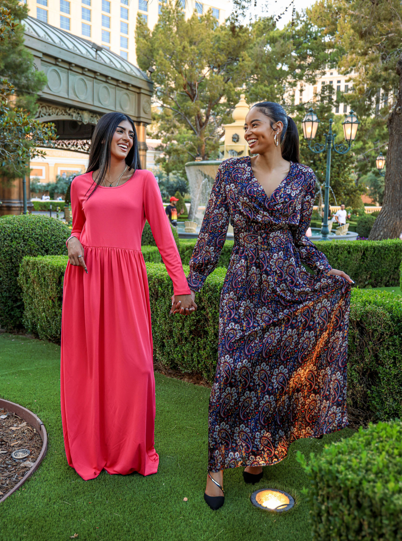 Pretty Paisley print v-neck chiffon shimmer maxi dress Kabayare