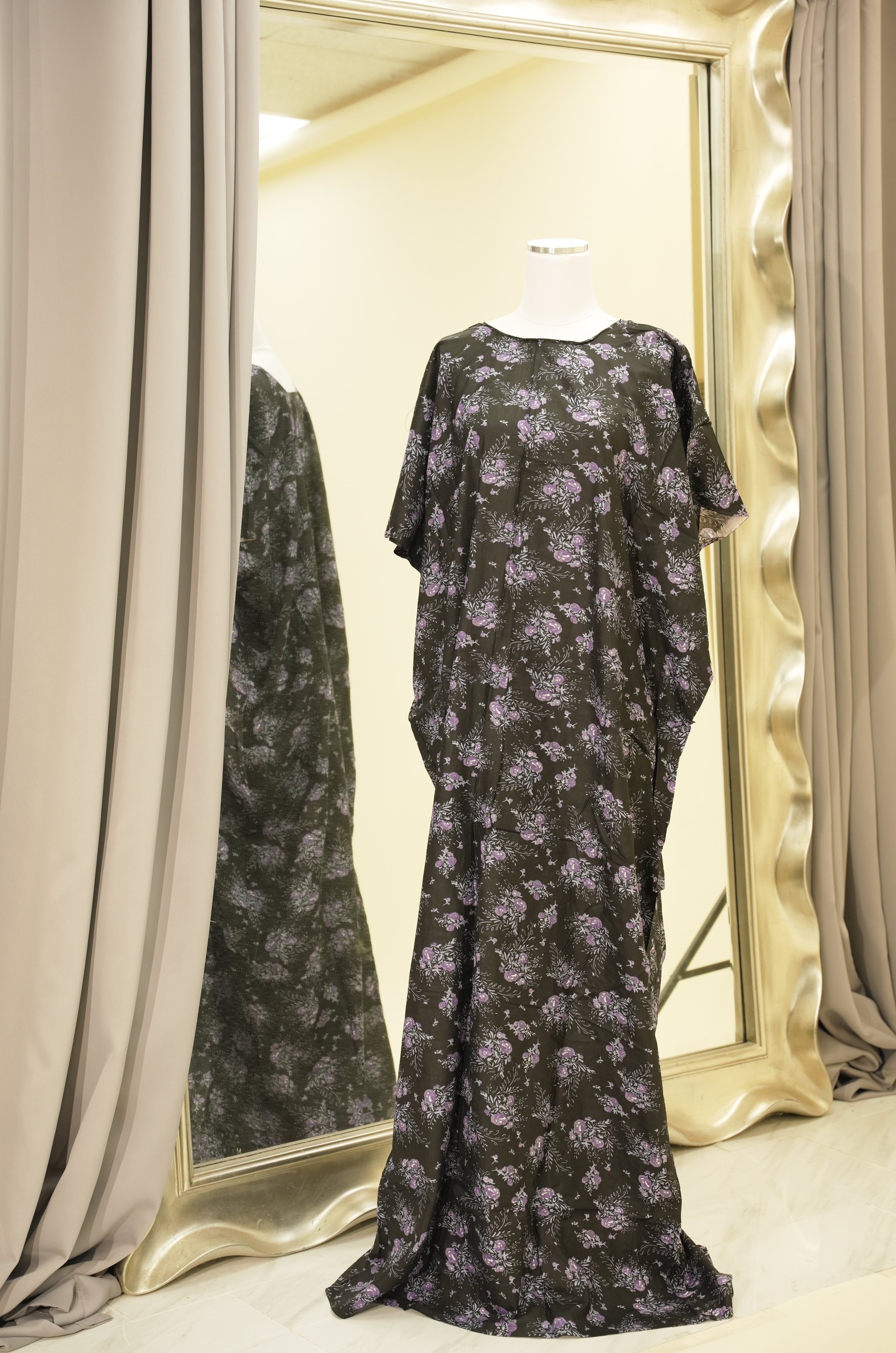 Purple Cherry Blossom print bati dress Kabayare