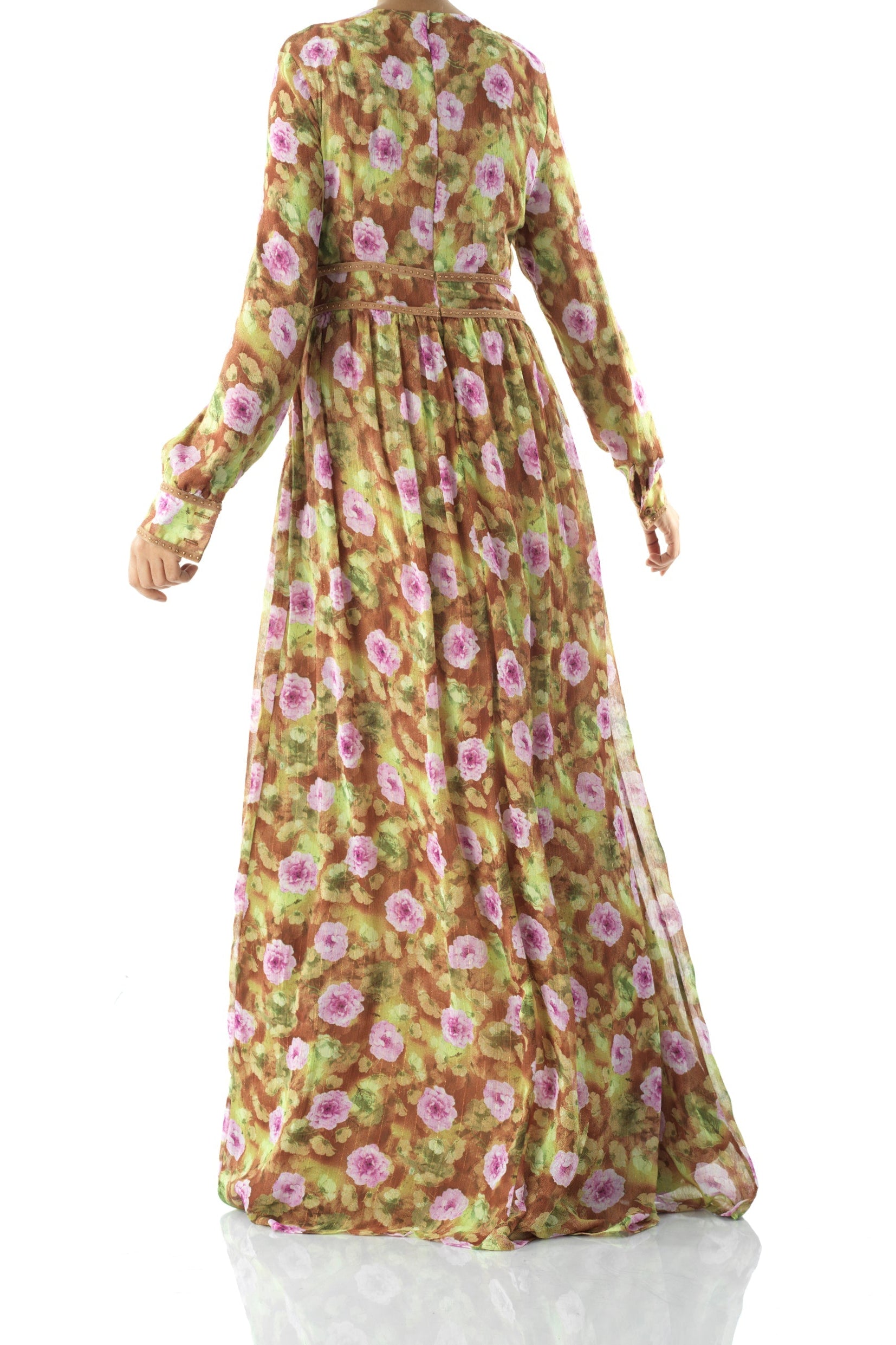 Rana peony print silk chiffon maxi dress Kabayare
