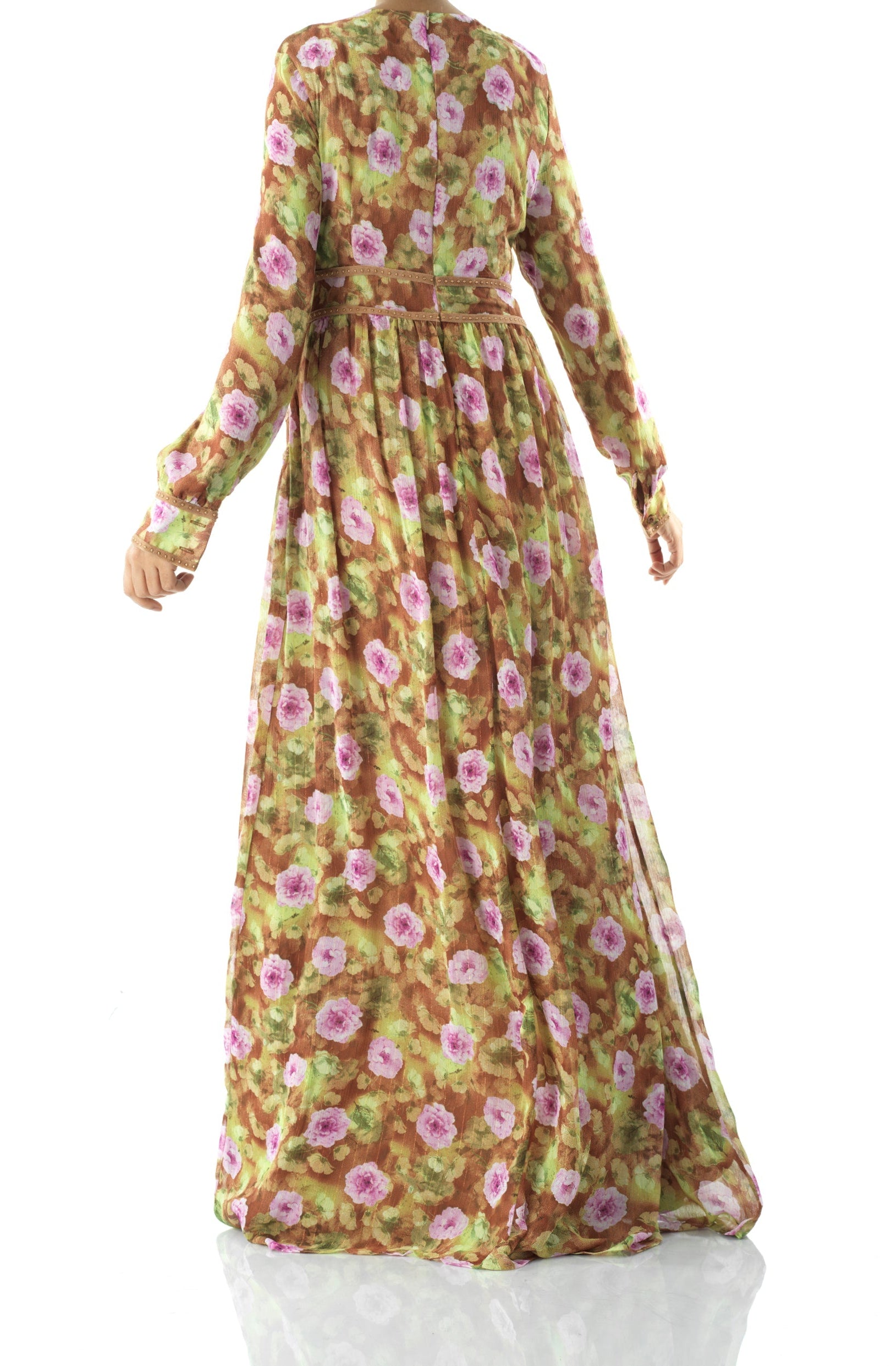 Rana peony print silk chiffon maxi dress Kabayare
