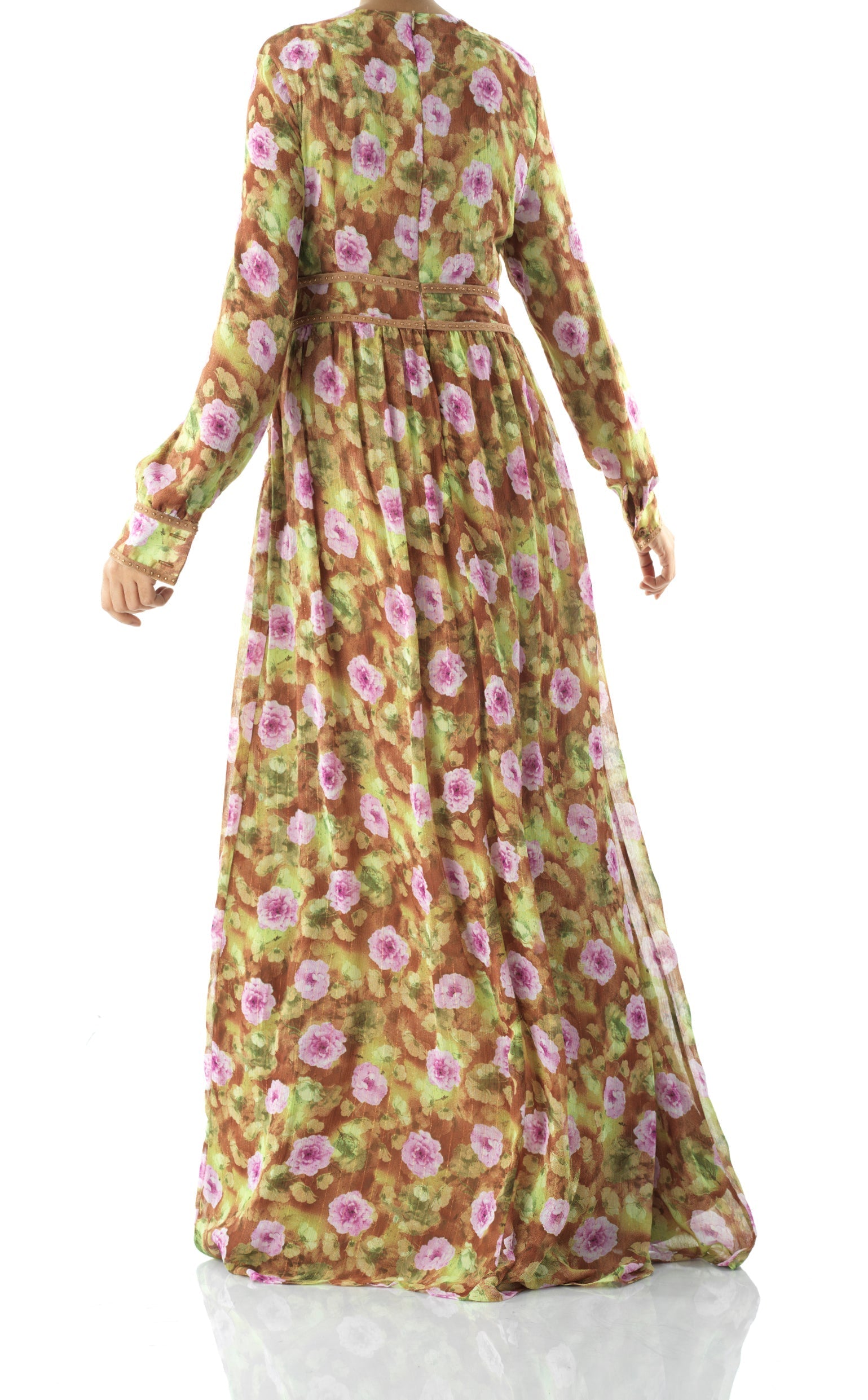 Rana peony print silk chiffon maxi dress Kabayare