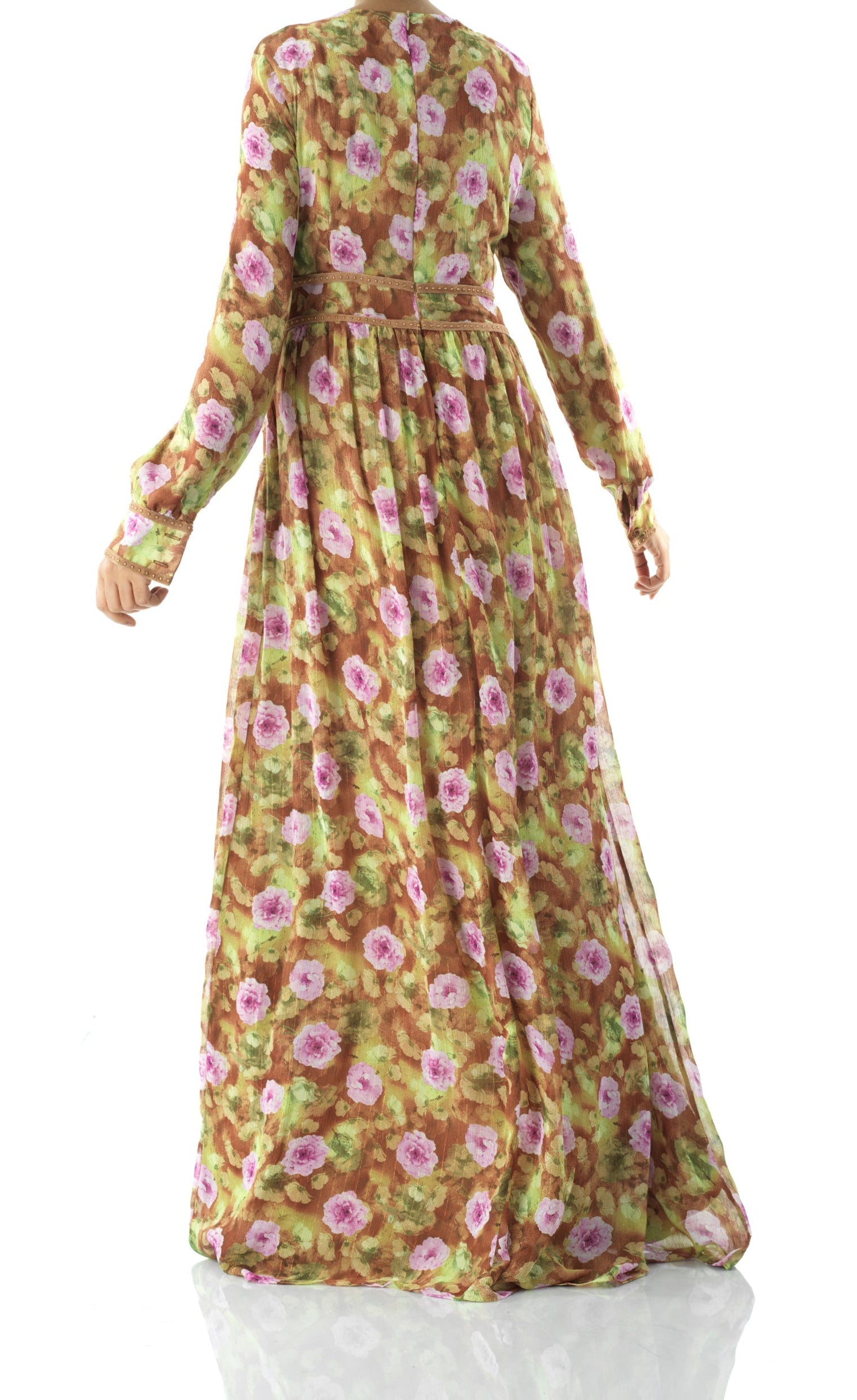 Rana peony print silk chiffon maxi dress Kabayare