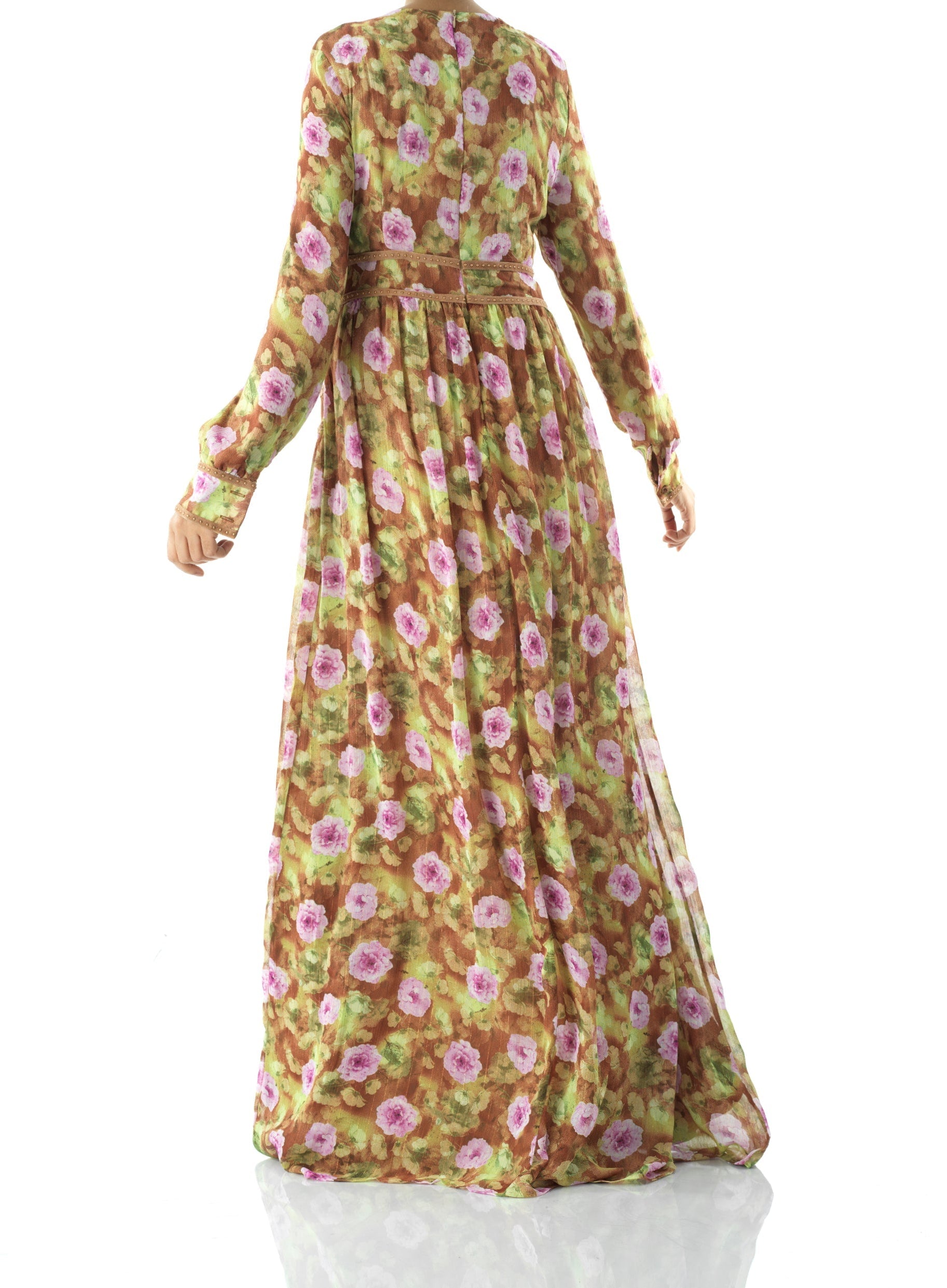 Rana peony print silk chiffon maxi dress Kabayare