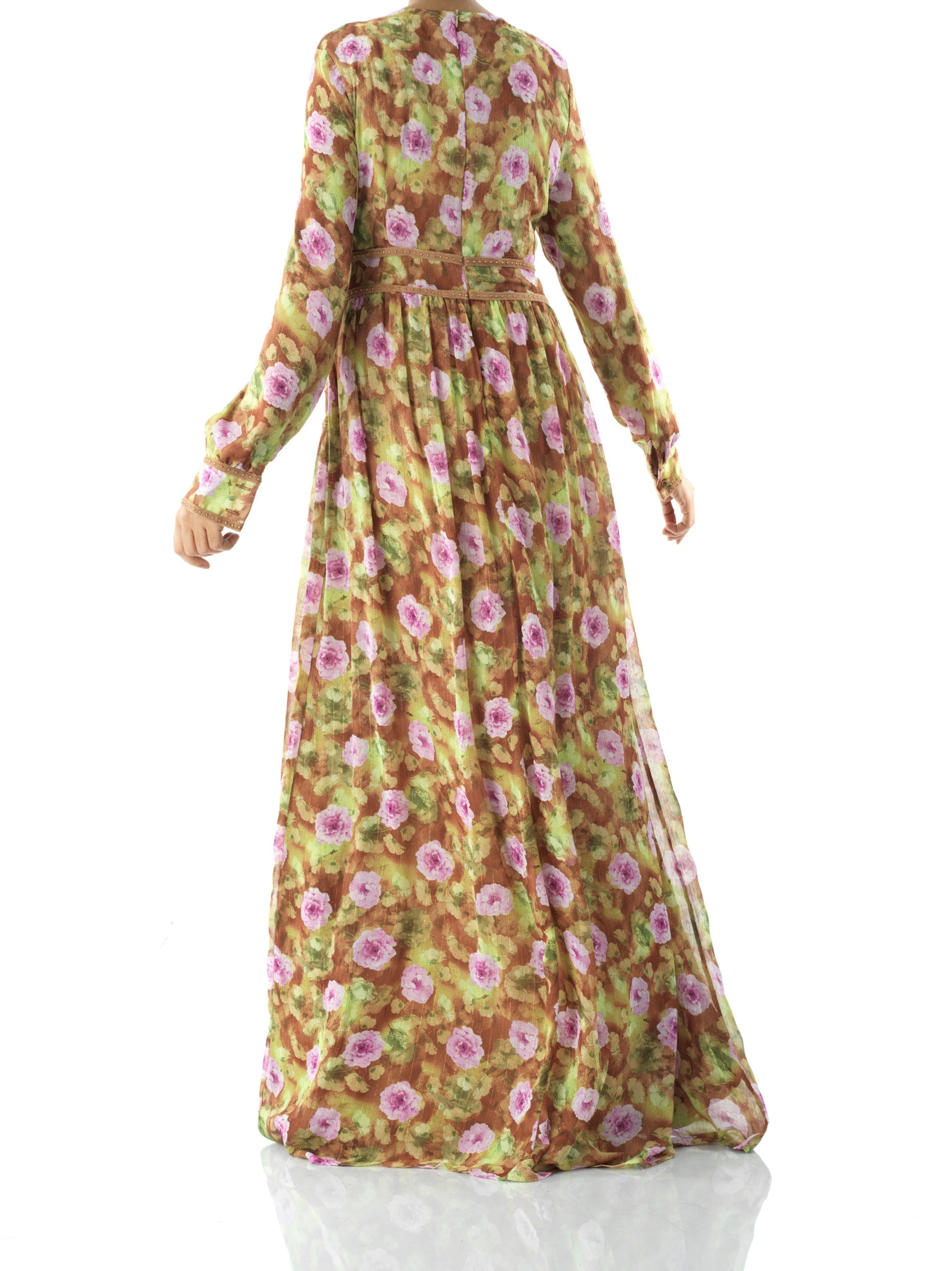 Rana peony print silk chiffon maxi dress Kabayare