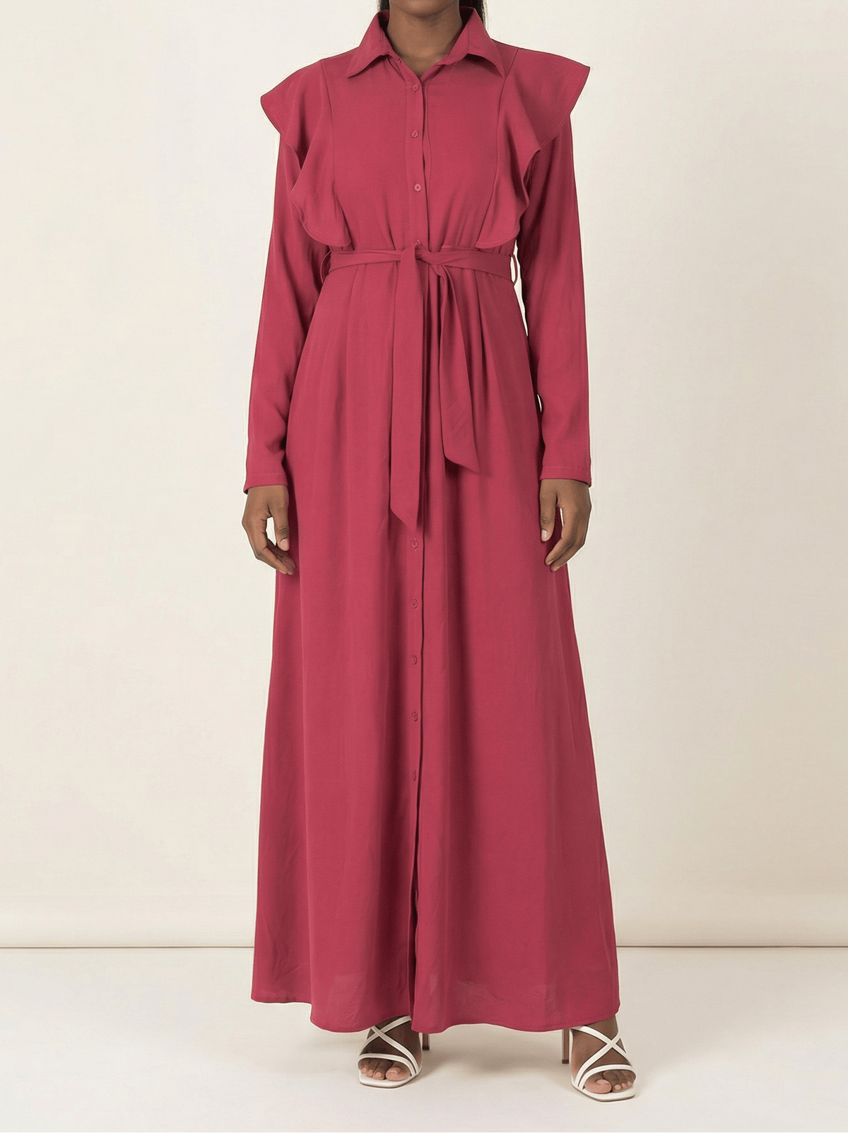 raspberry ruffles maxi dress Kabayare