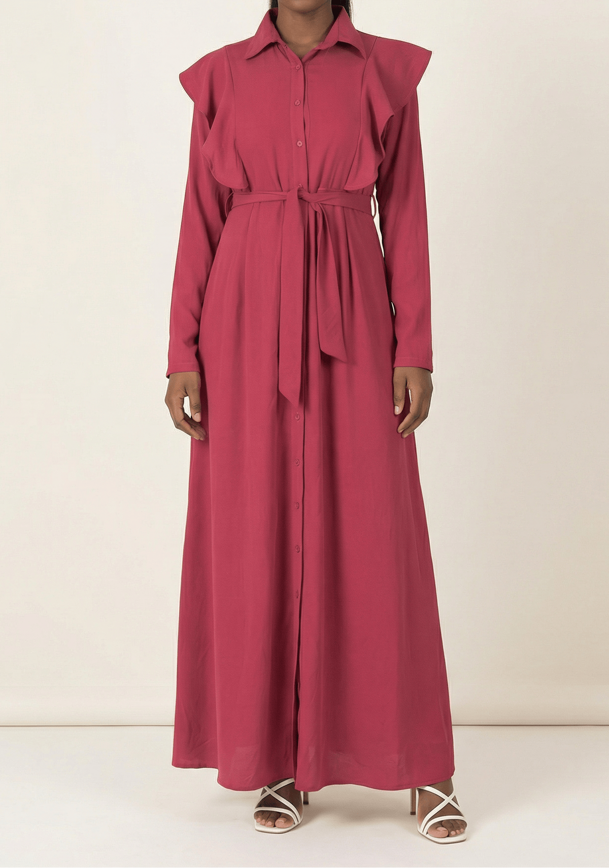 raspberry ruffles maxi dress Kabayare