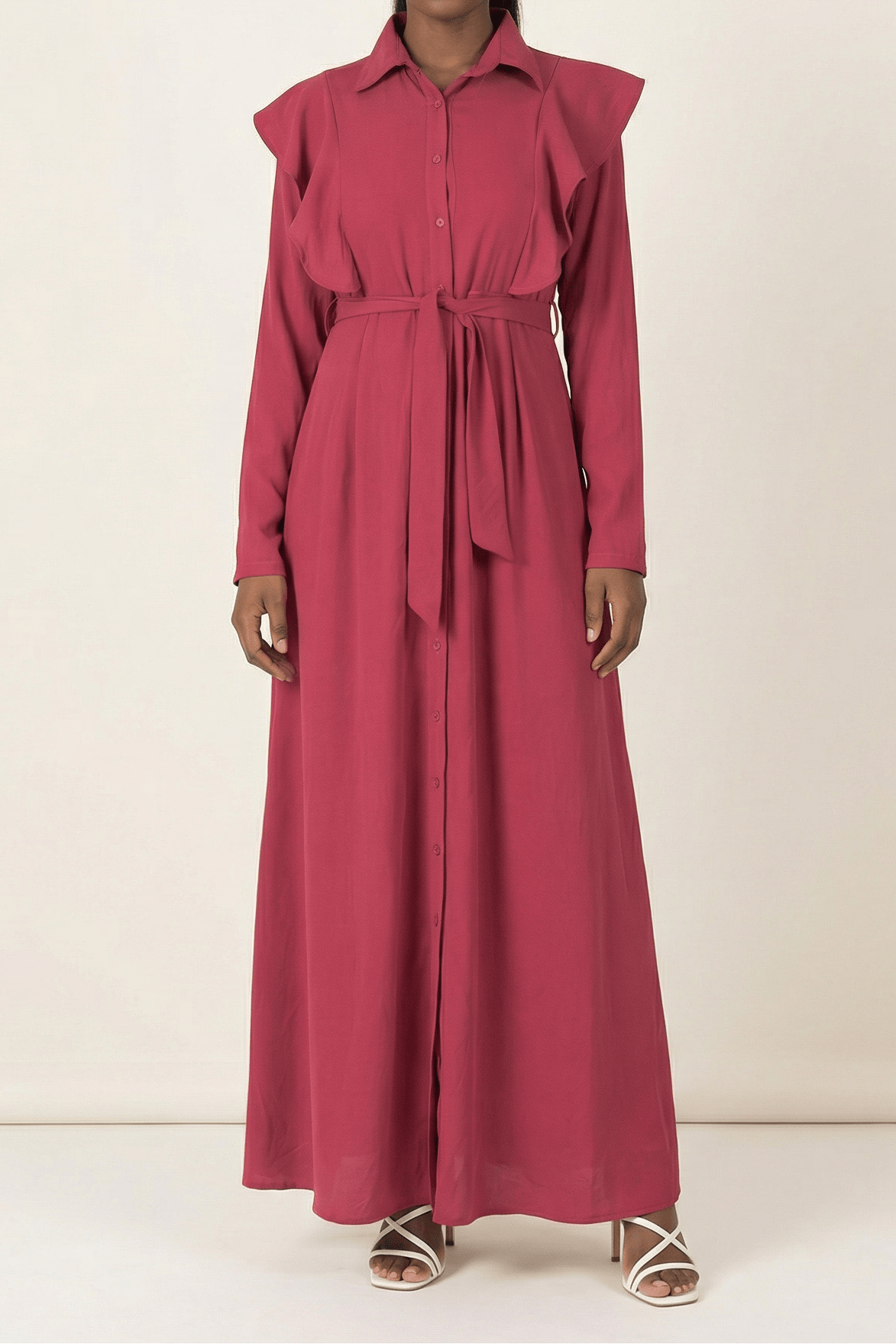 raspberry ruffles maxi dress Kabayare