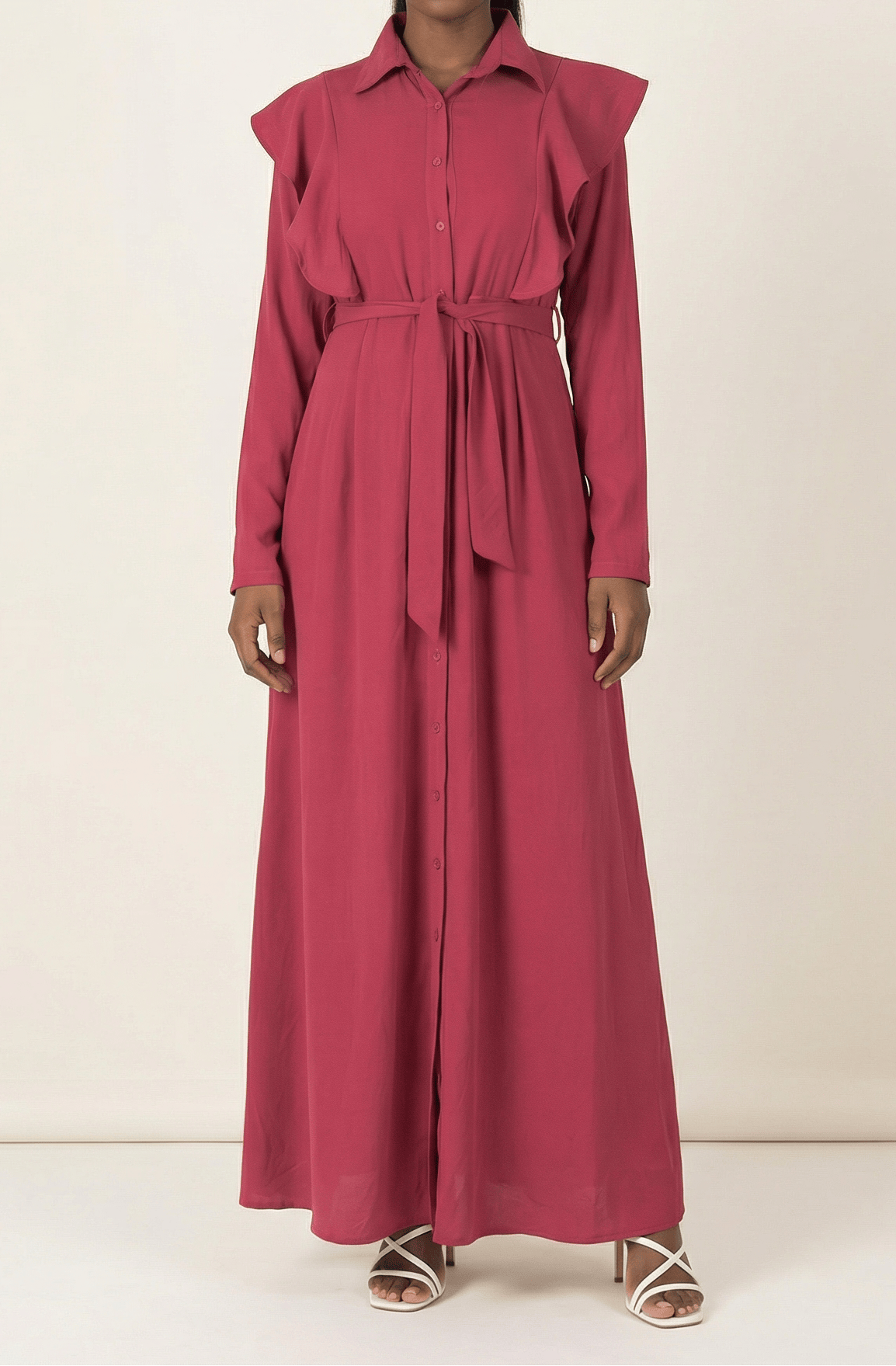 raspberry ruffles maxi dress Kabayare