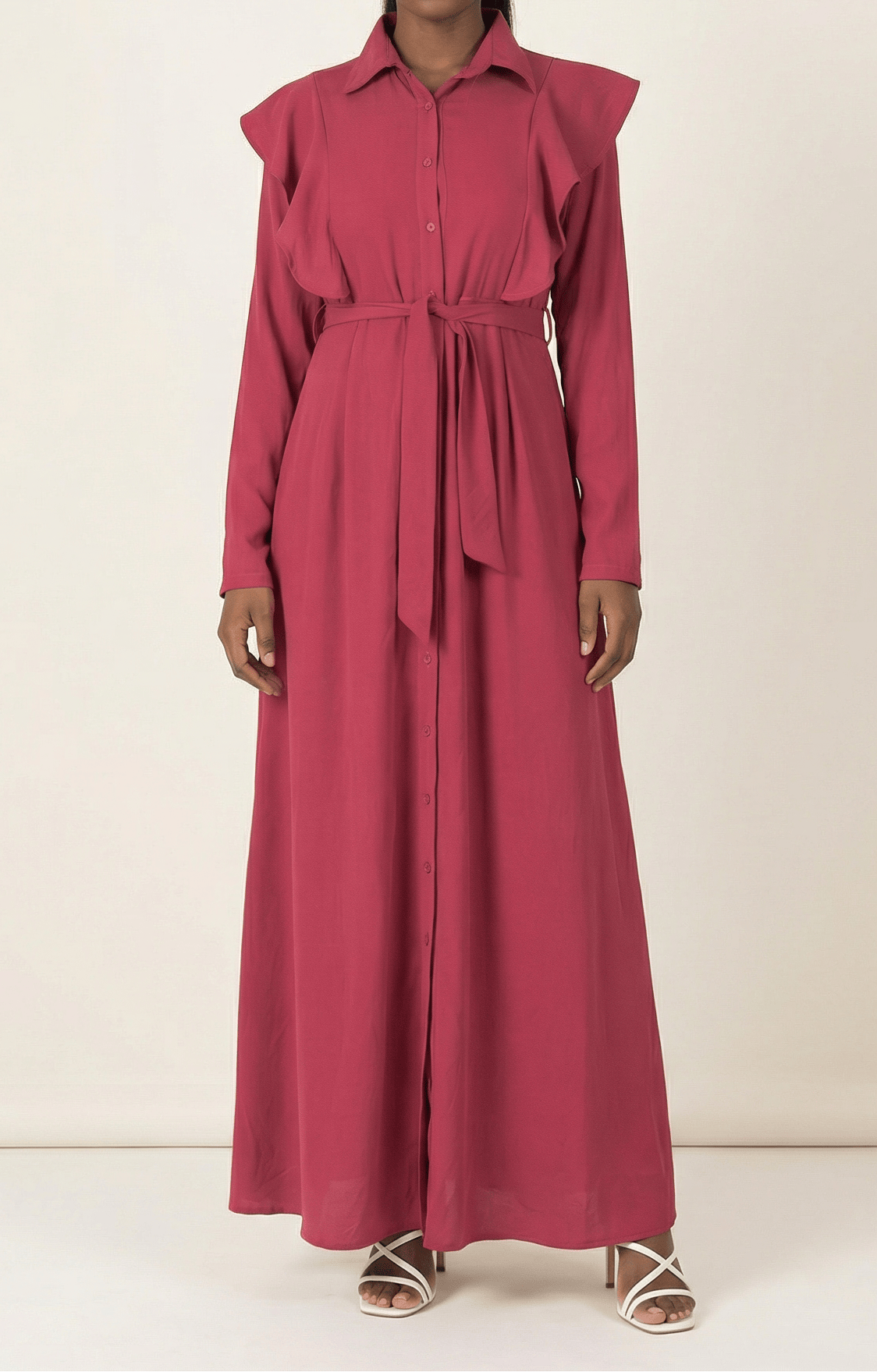 raspberry ruffles maxi dress Kabayare