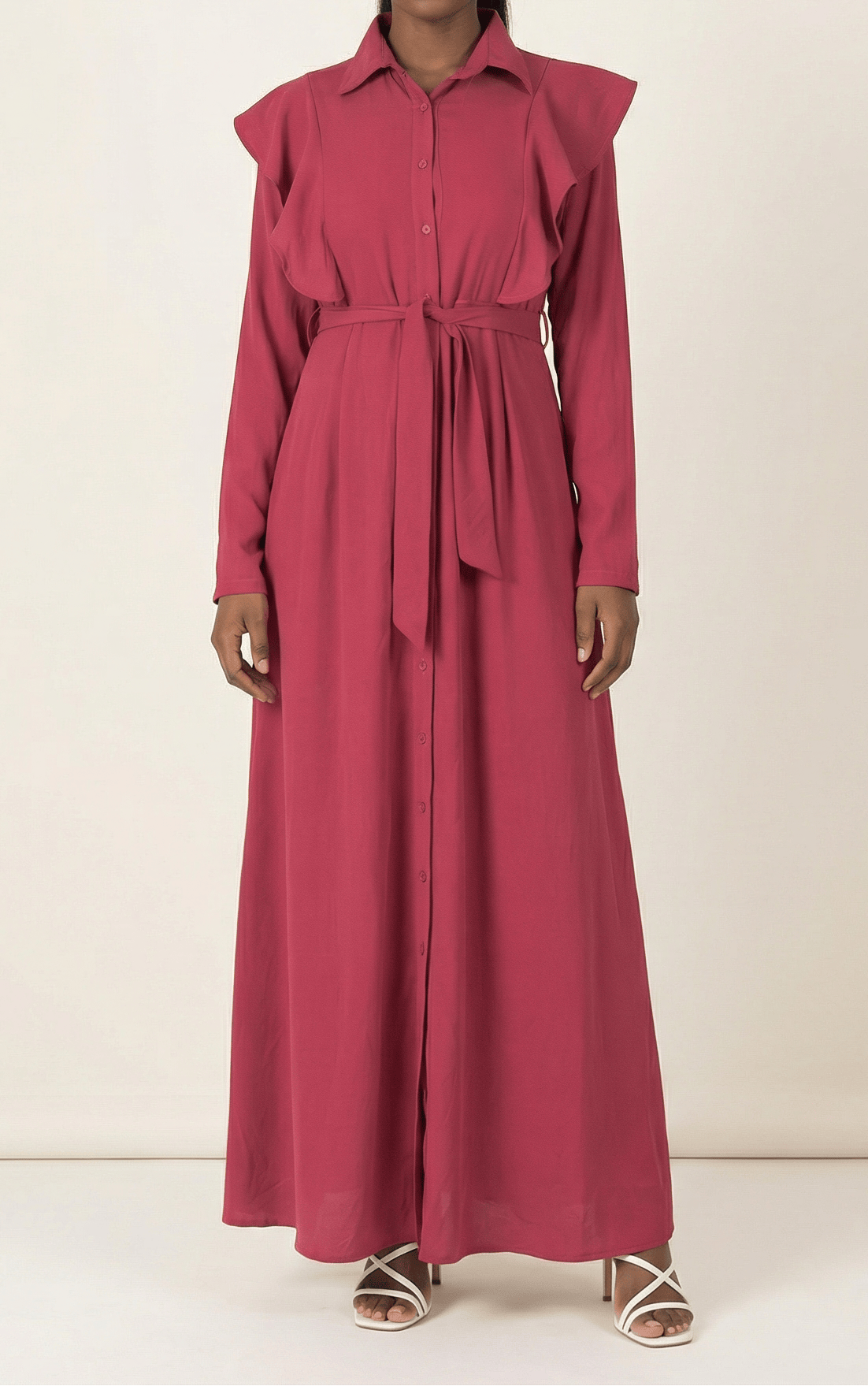raspberry ruffles maxi dress Kabayare