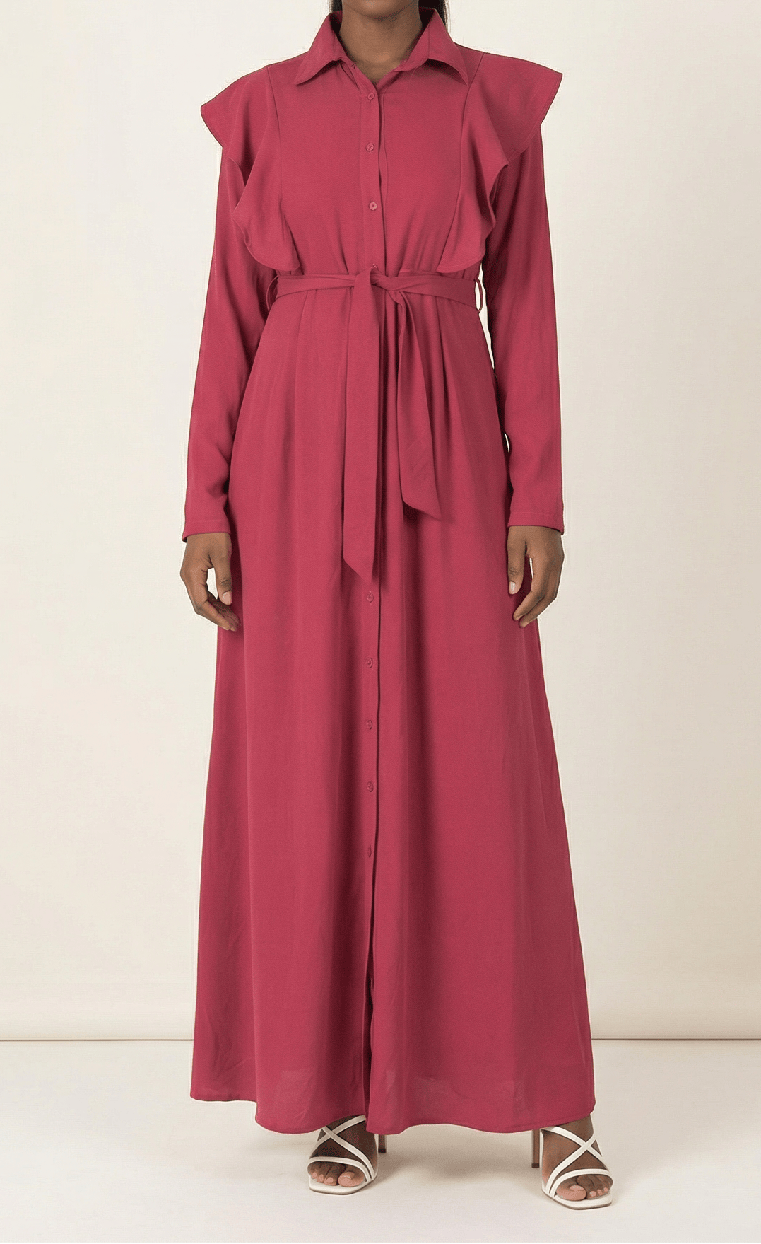 raspberry ruffles maxi dress Kabayare