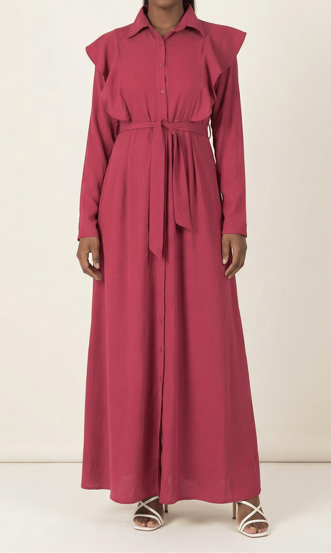 raspberry ruffles maxi dress Kabayare