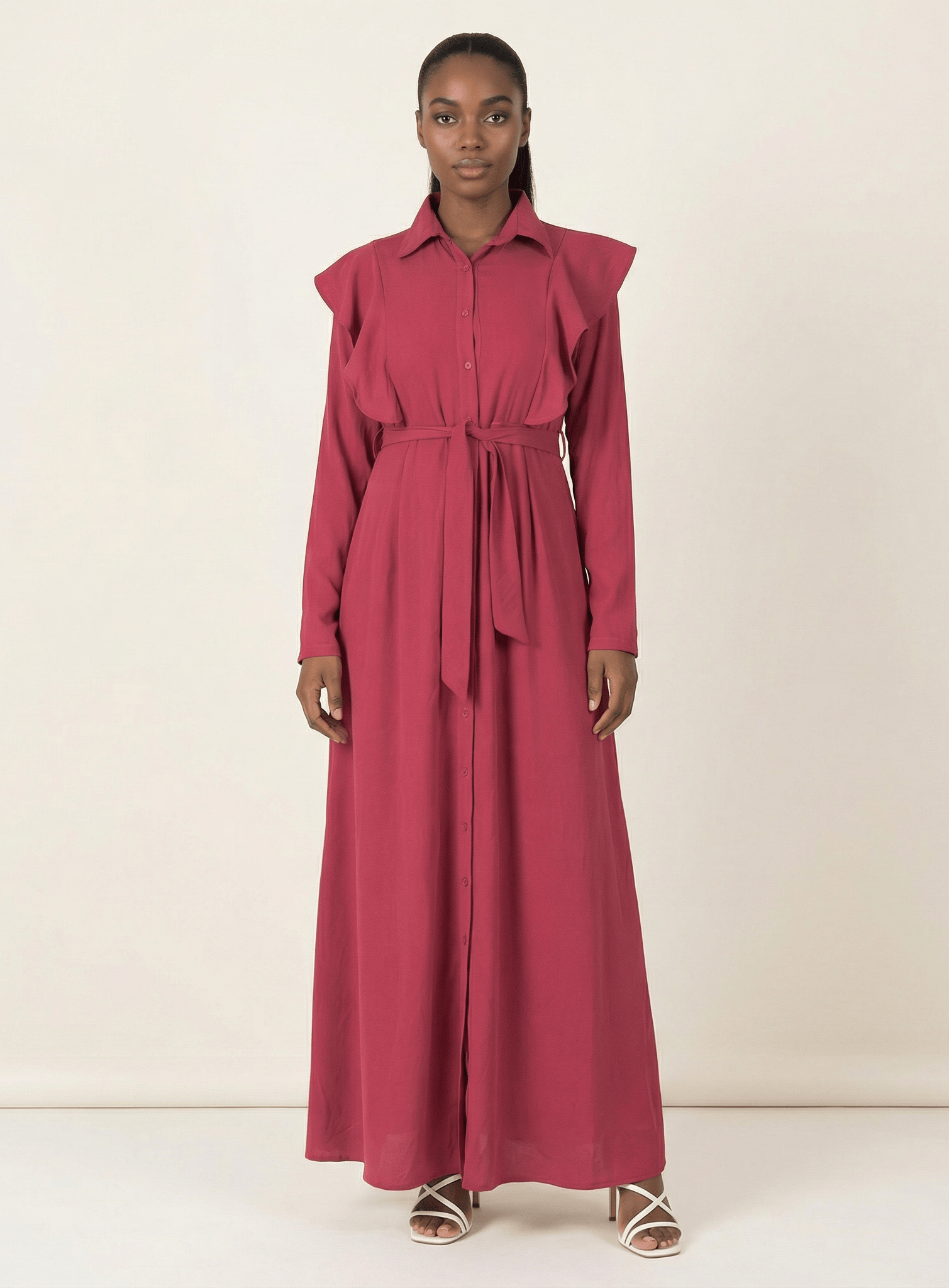 raspberry ruffles maxi dress Kabayare