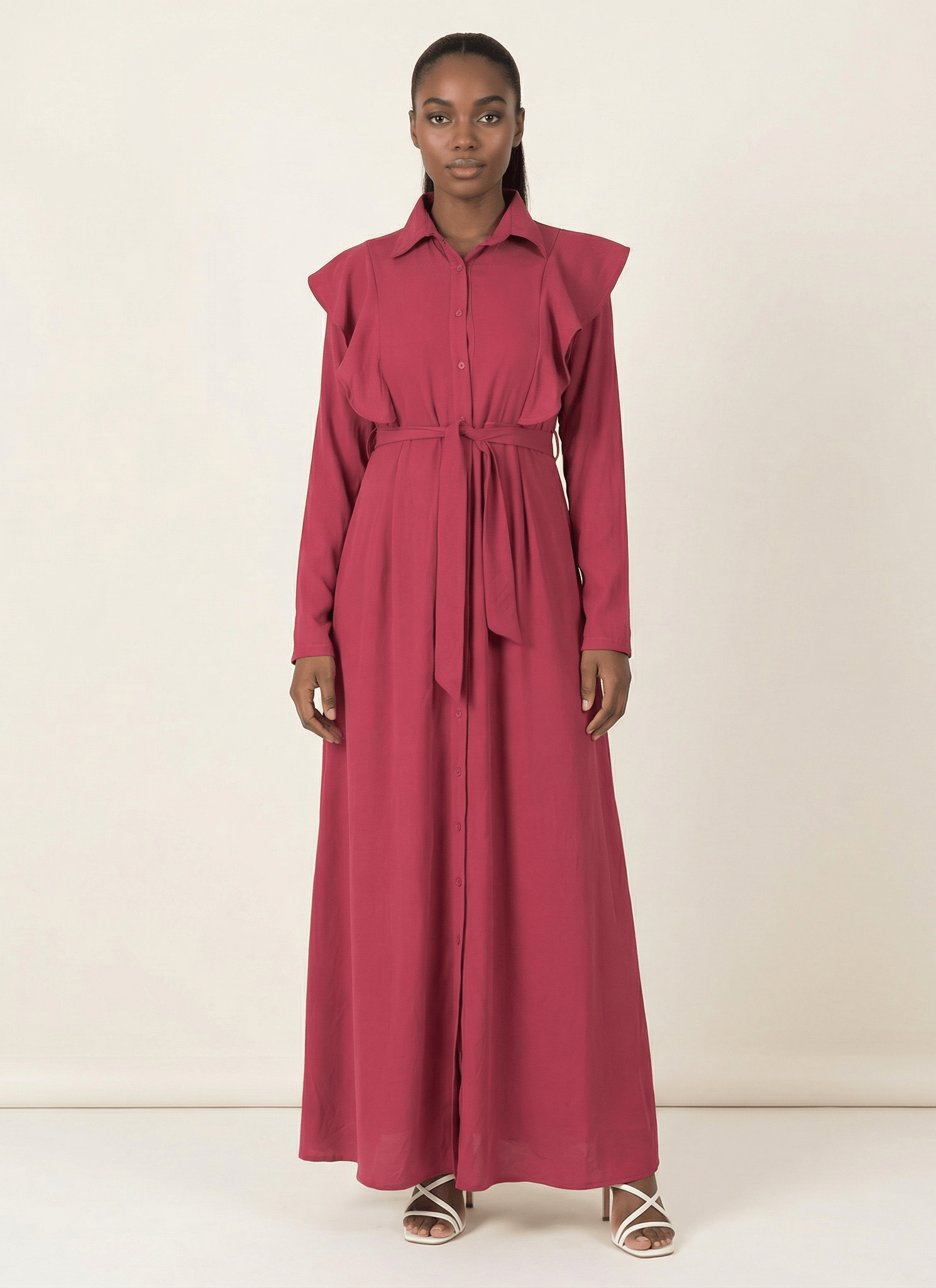 raspberry ruffles maxi dress Kabayare