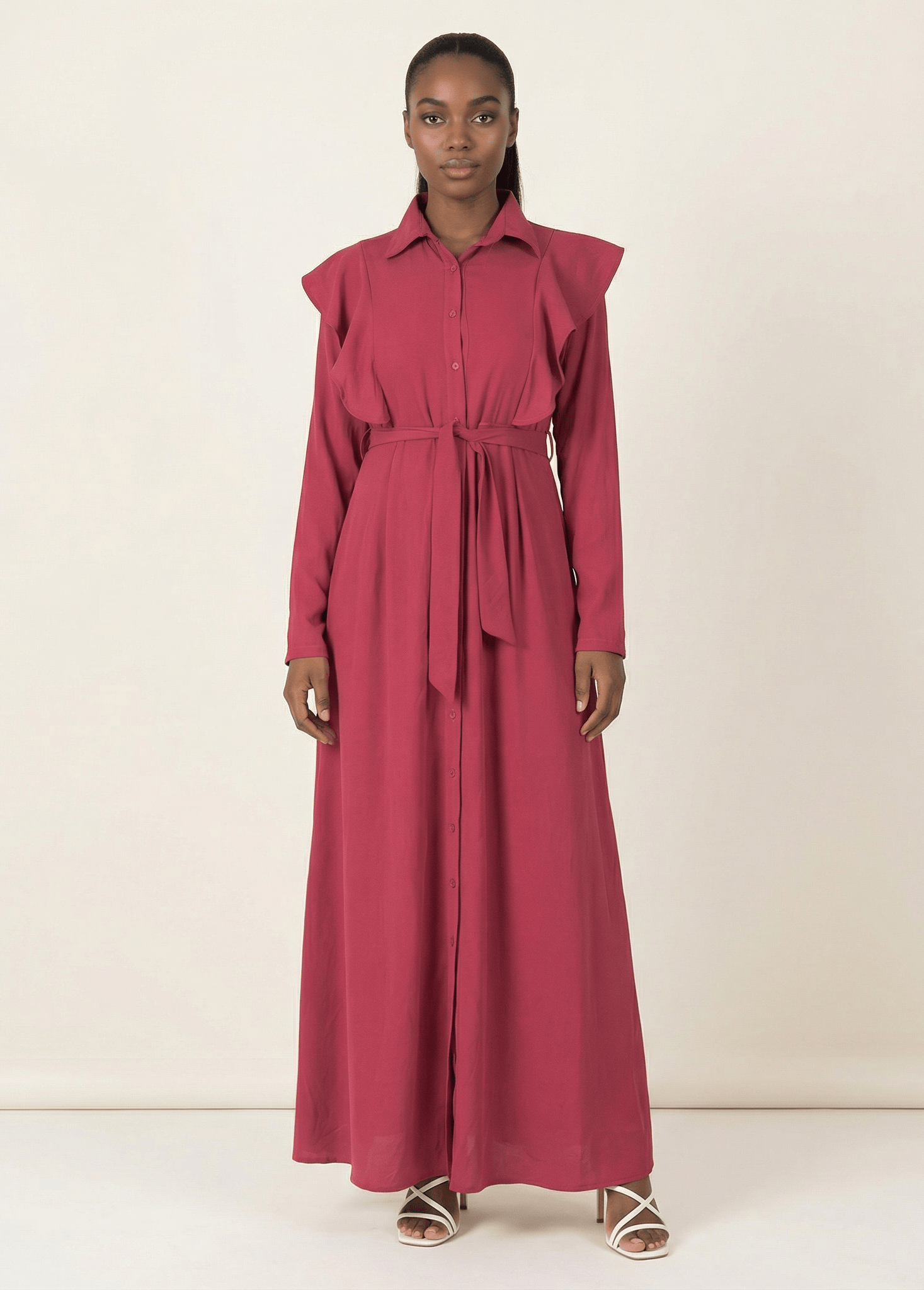 raspberry ruffles maxi dress Kabayare