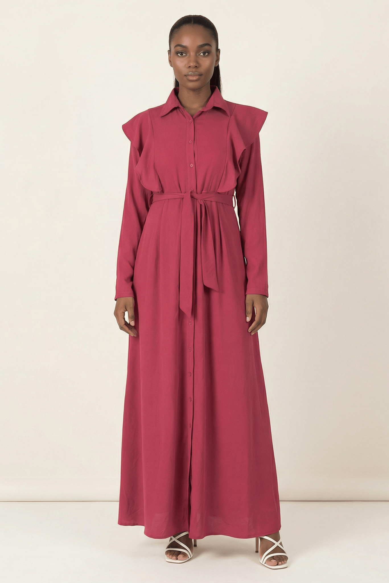 raspberry ruffles maxi dress Kabayare