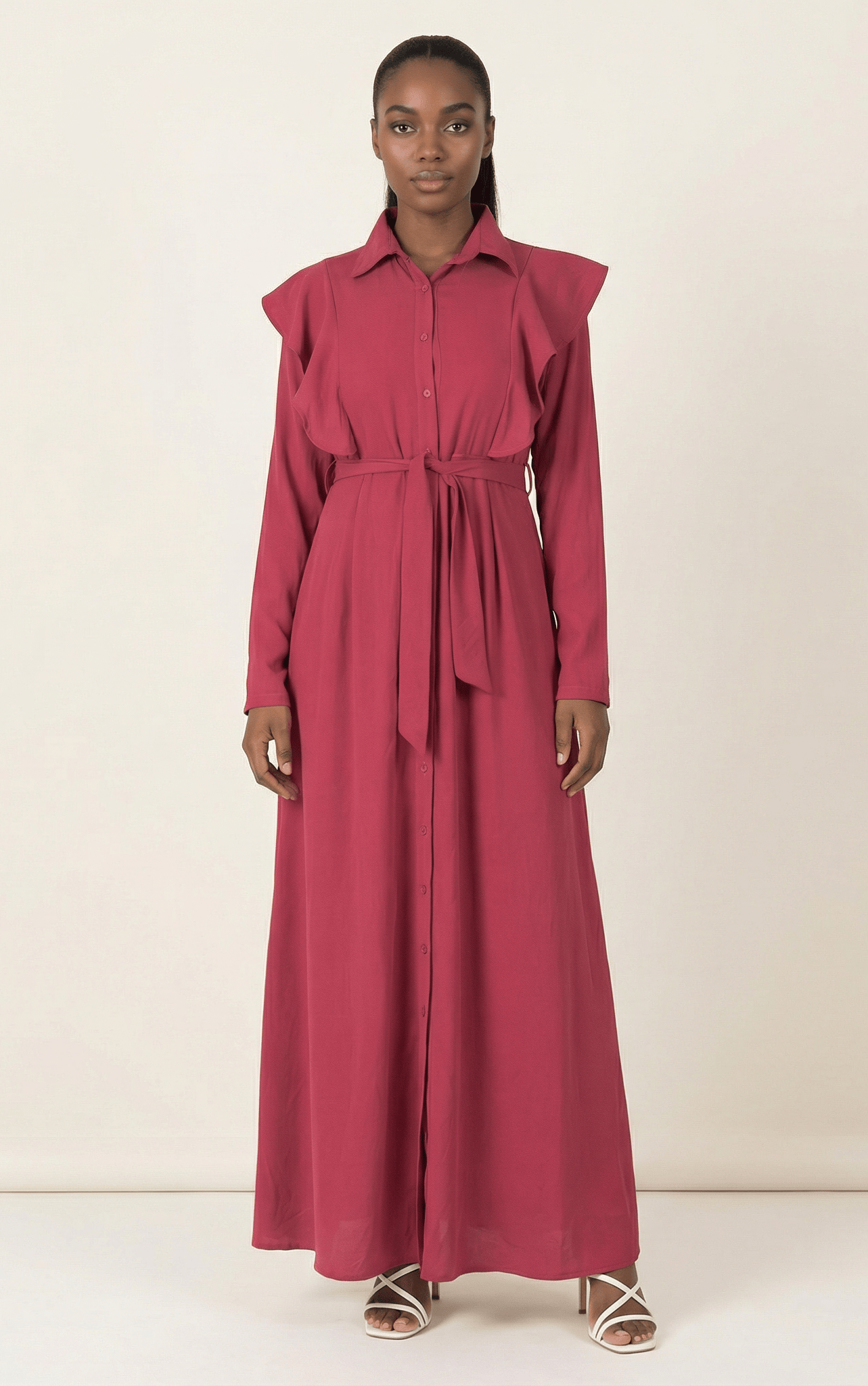 raspberry ruffles maxi dress Kabayare