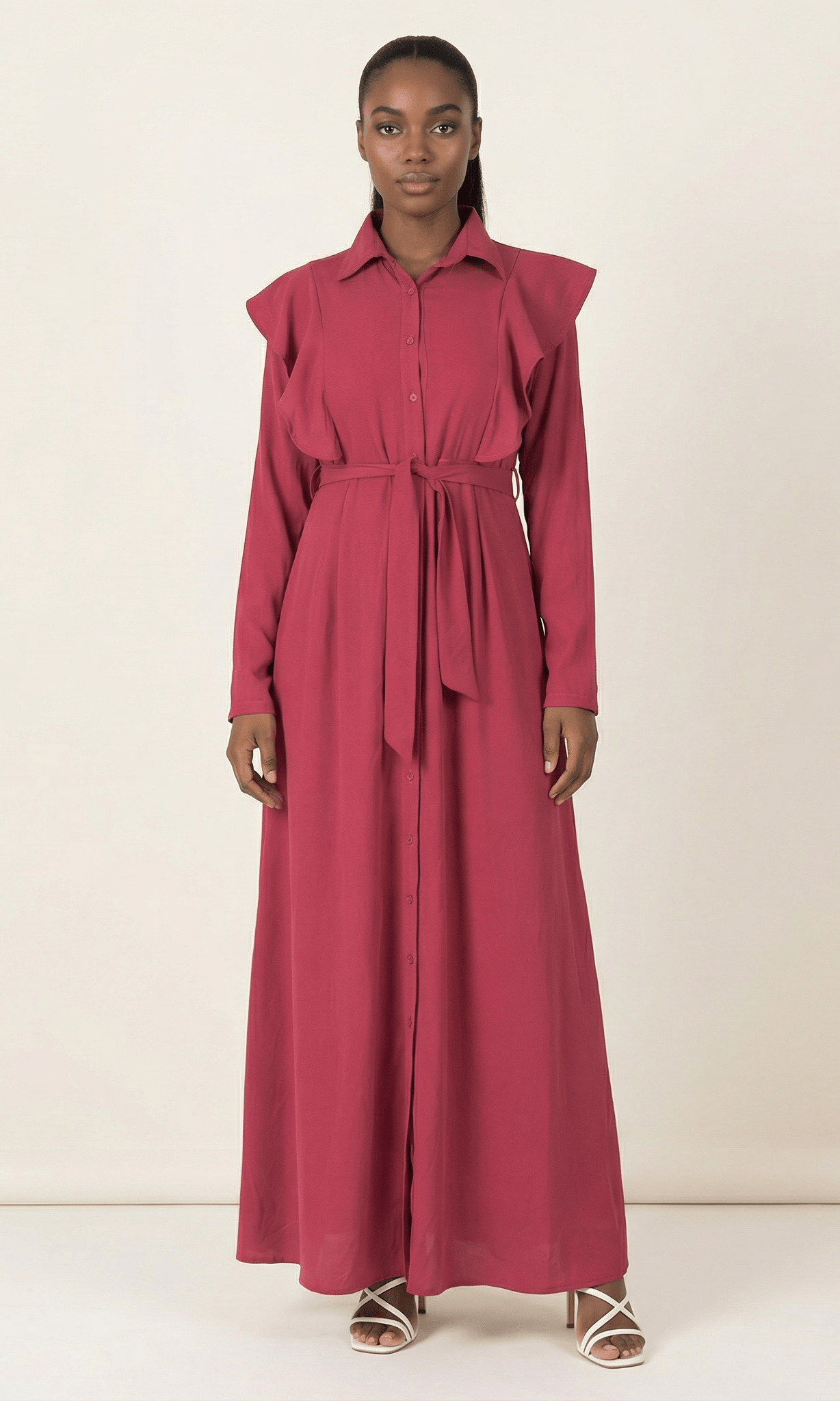 raspberry ruffles maxi dress Kabayare