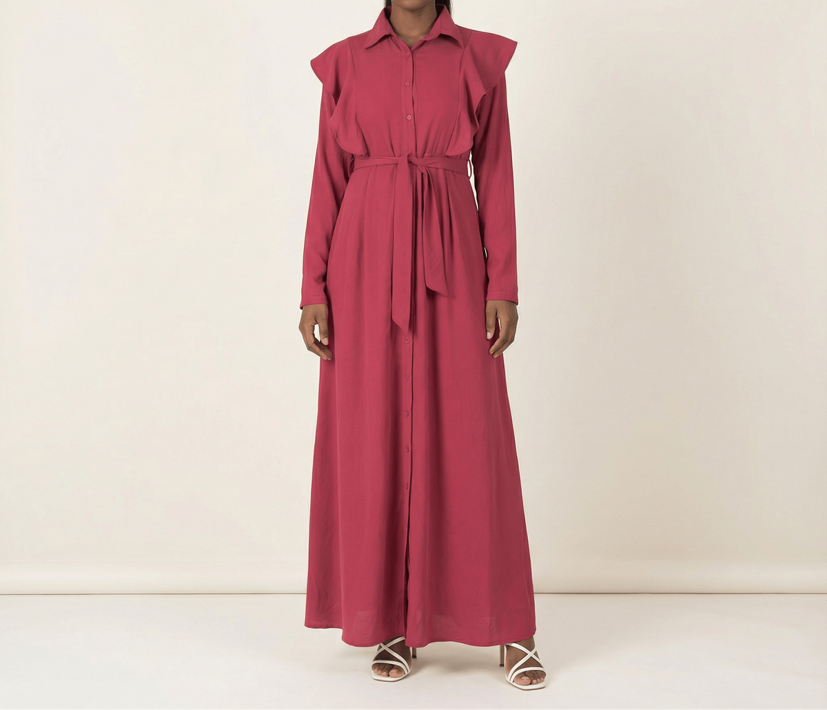 raspberry ruffles maxi dress Kabayare