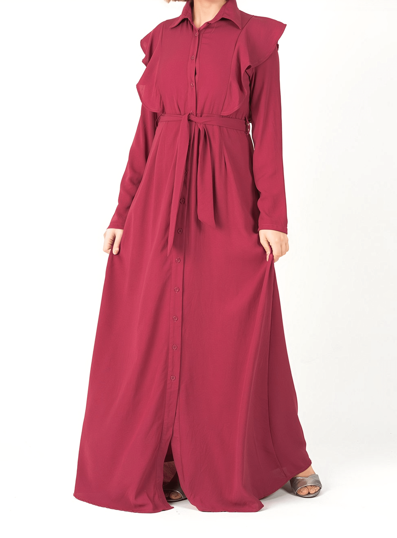 raspberry ruffles maxi dress Kabayare