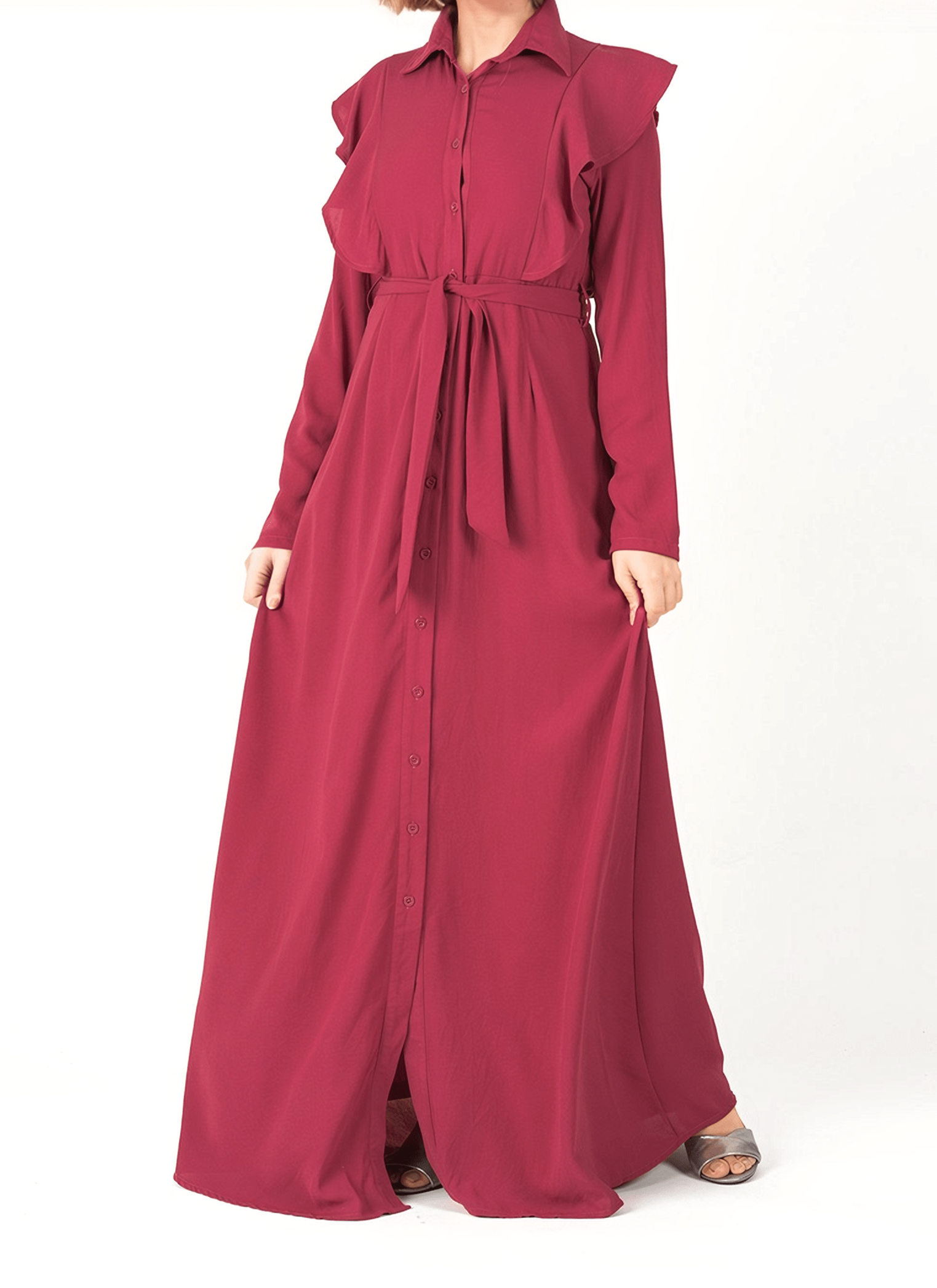 raspberry ruffles maxi dress Kabayare