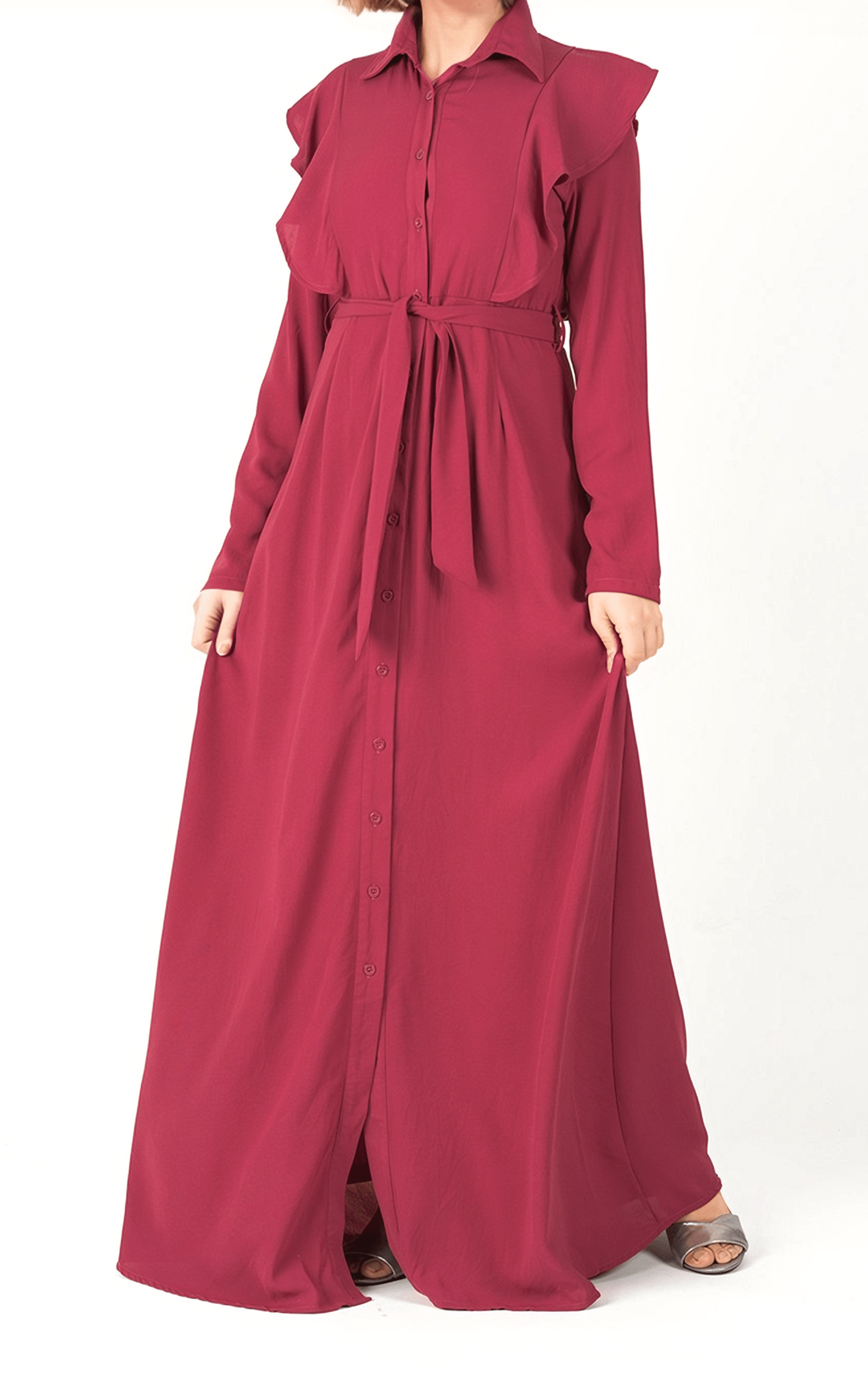 raspberry ruffles maxi dress Kabayare