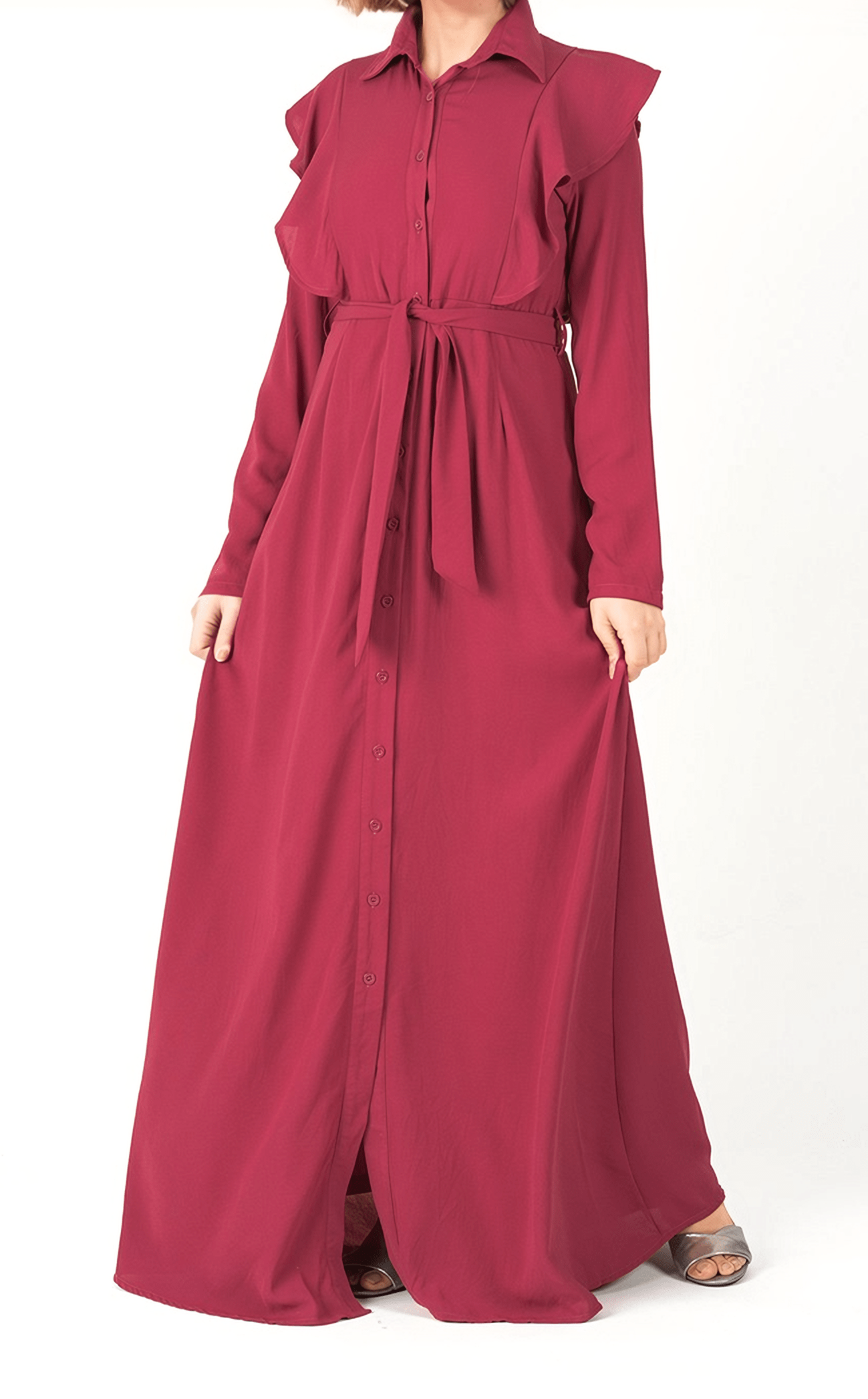 raspberry ruffles maxi dress Kabayare